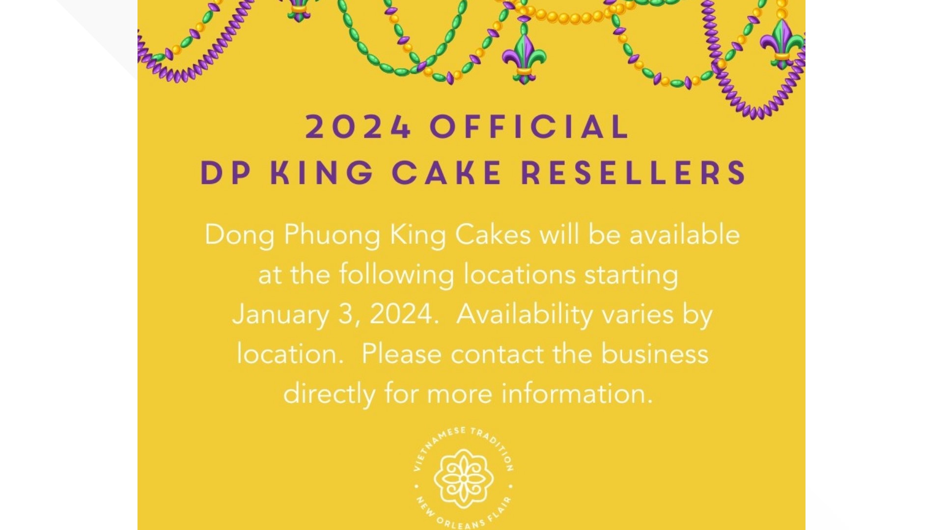 Complete List Of Dong Phuong King Cakes Resellers For Carnival Season