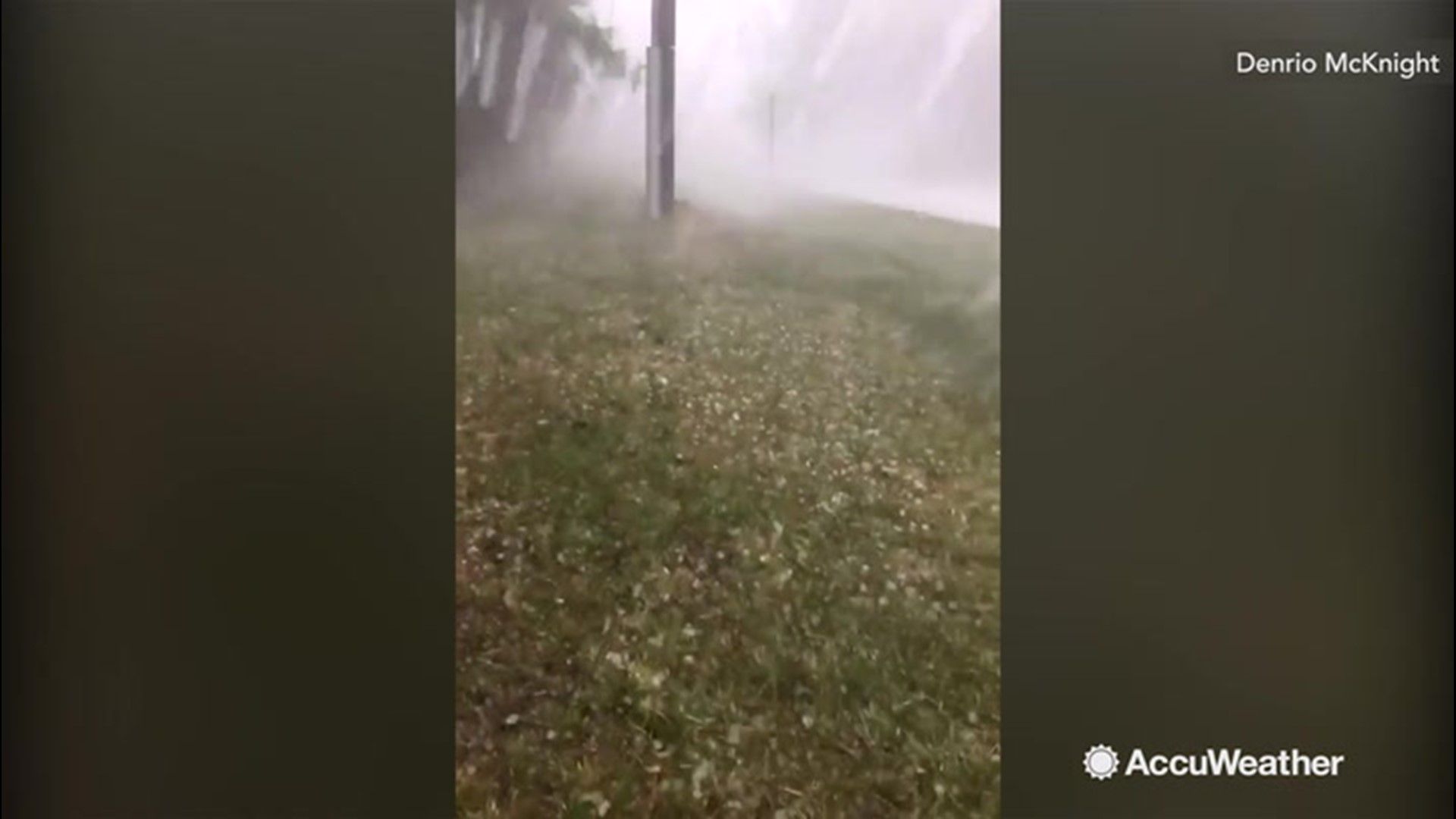 Hailstones pelt storm chaser Deniro McKnight as he films this for Twitter near Lane, SC, on June 4.