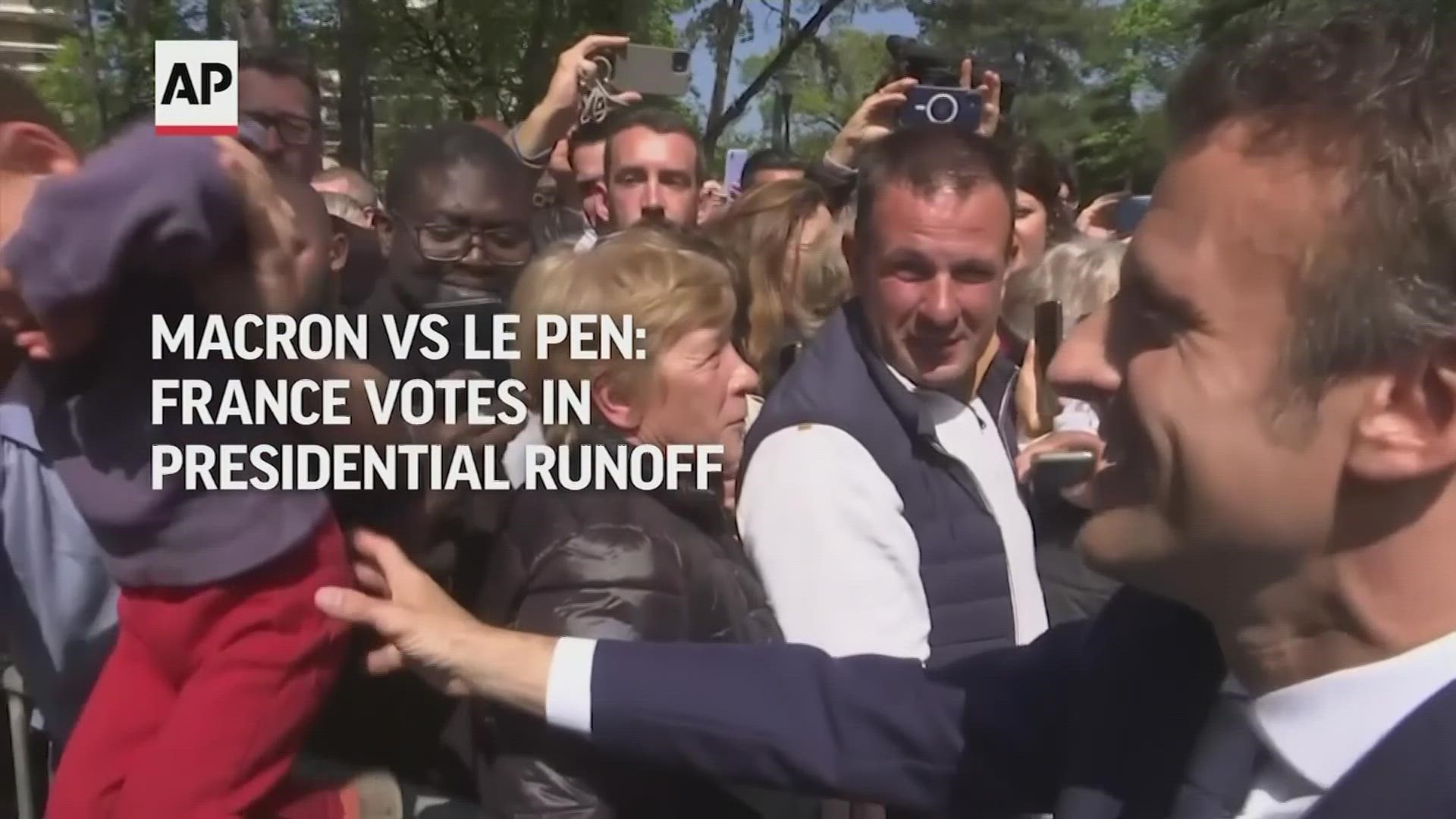 President Emmanuel Macron offering a centrist pro-European outlook if he is reelected while far-right challenger Marine Le Pen is pledging seismic changes.