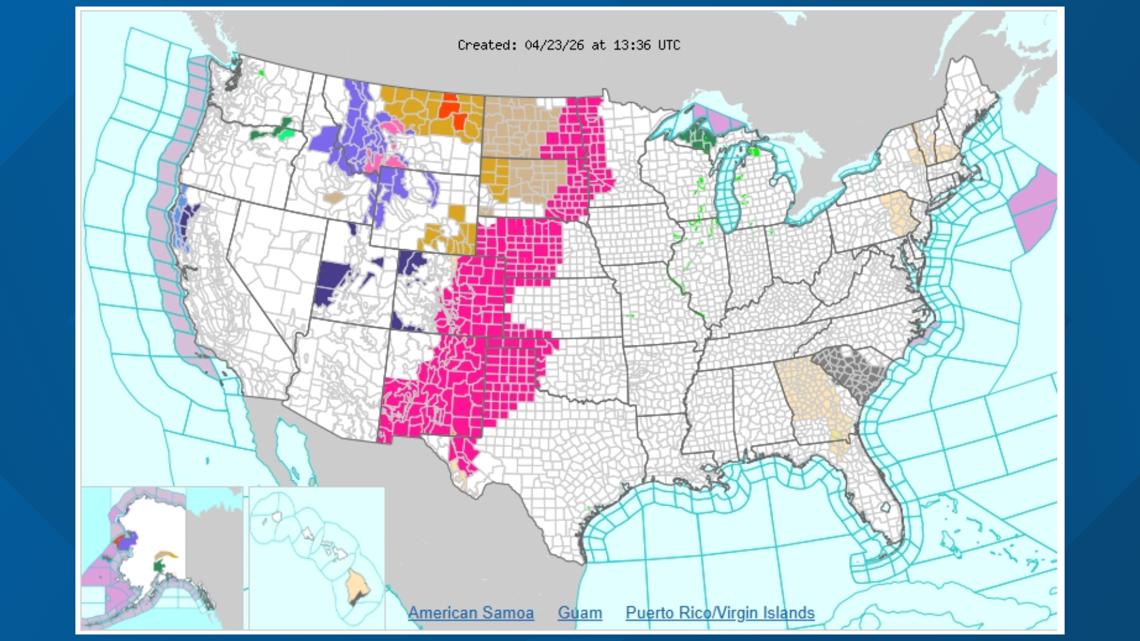 National Weather Service issues Red Flag Warnings for fire risk from North Dakota to New Mexico