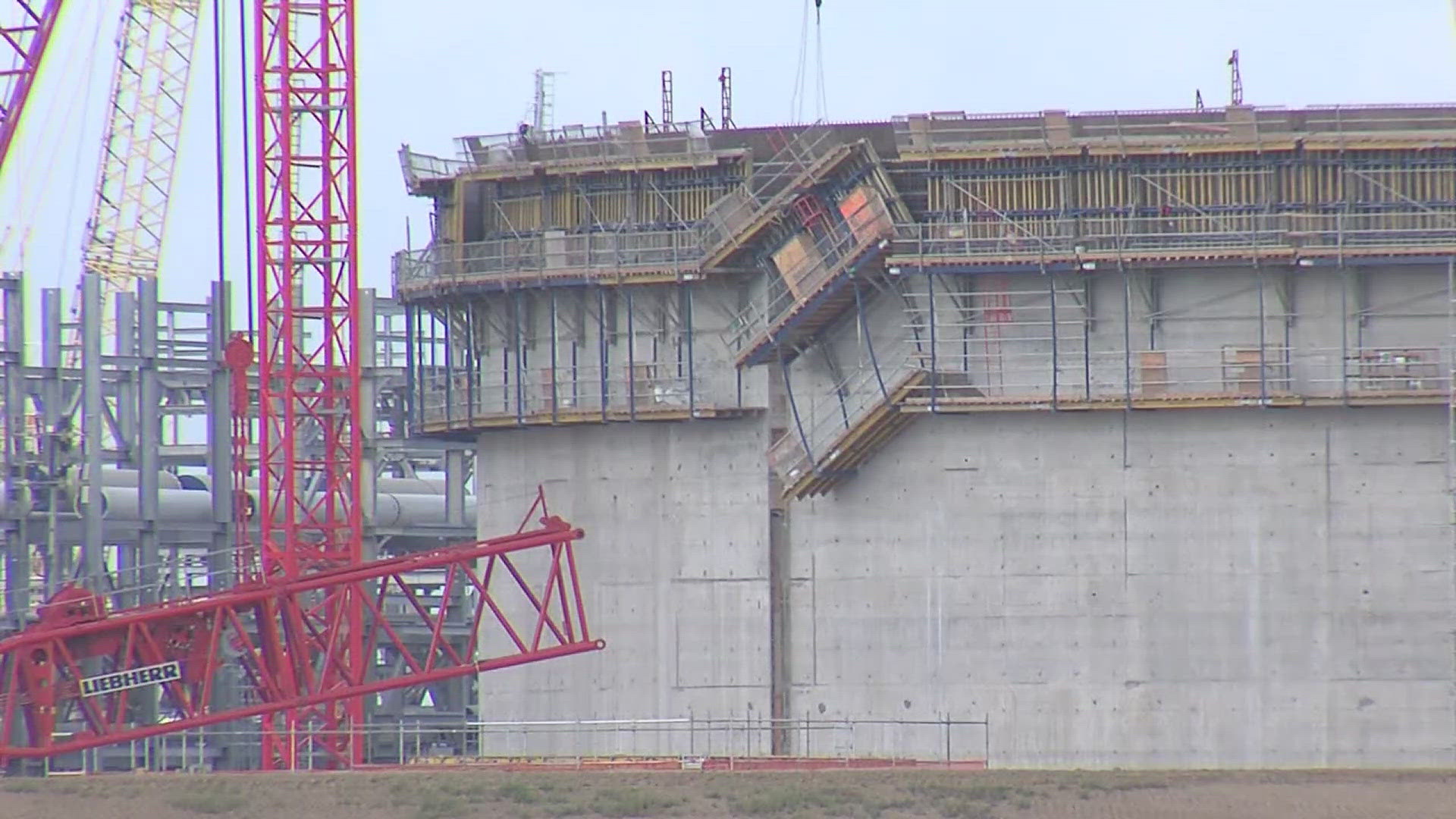 The incident happened just before 2 a.m. at the site off Highway 87, where hundreds of workers are on-site 24 hours a day building the large industrial facility.