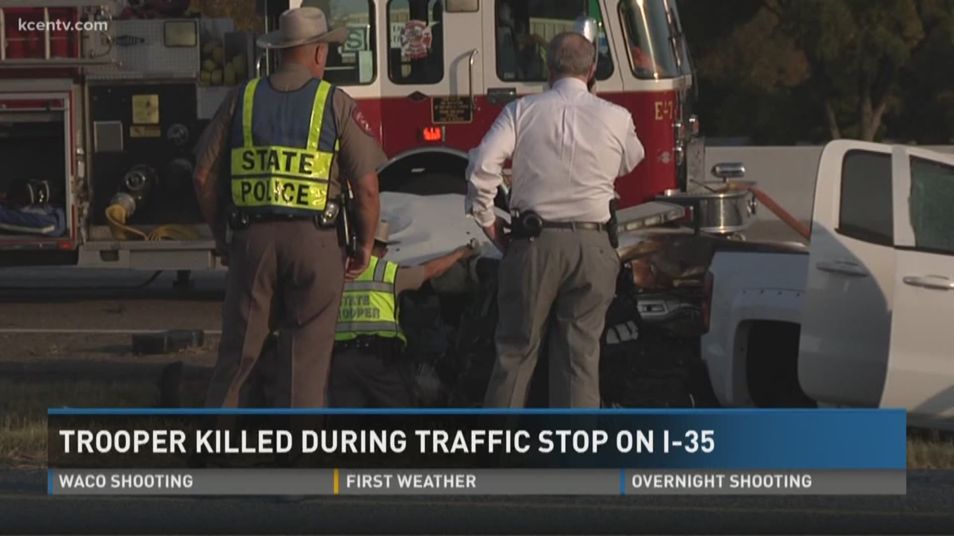 A DPS trooper died Saturday evening after his vehicle was struck by a white pickup truck on southbound Interstate 35, according to DPS officials. 