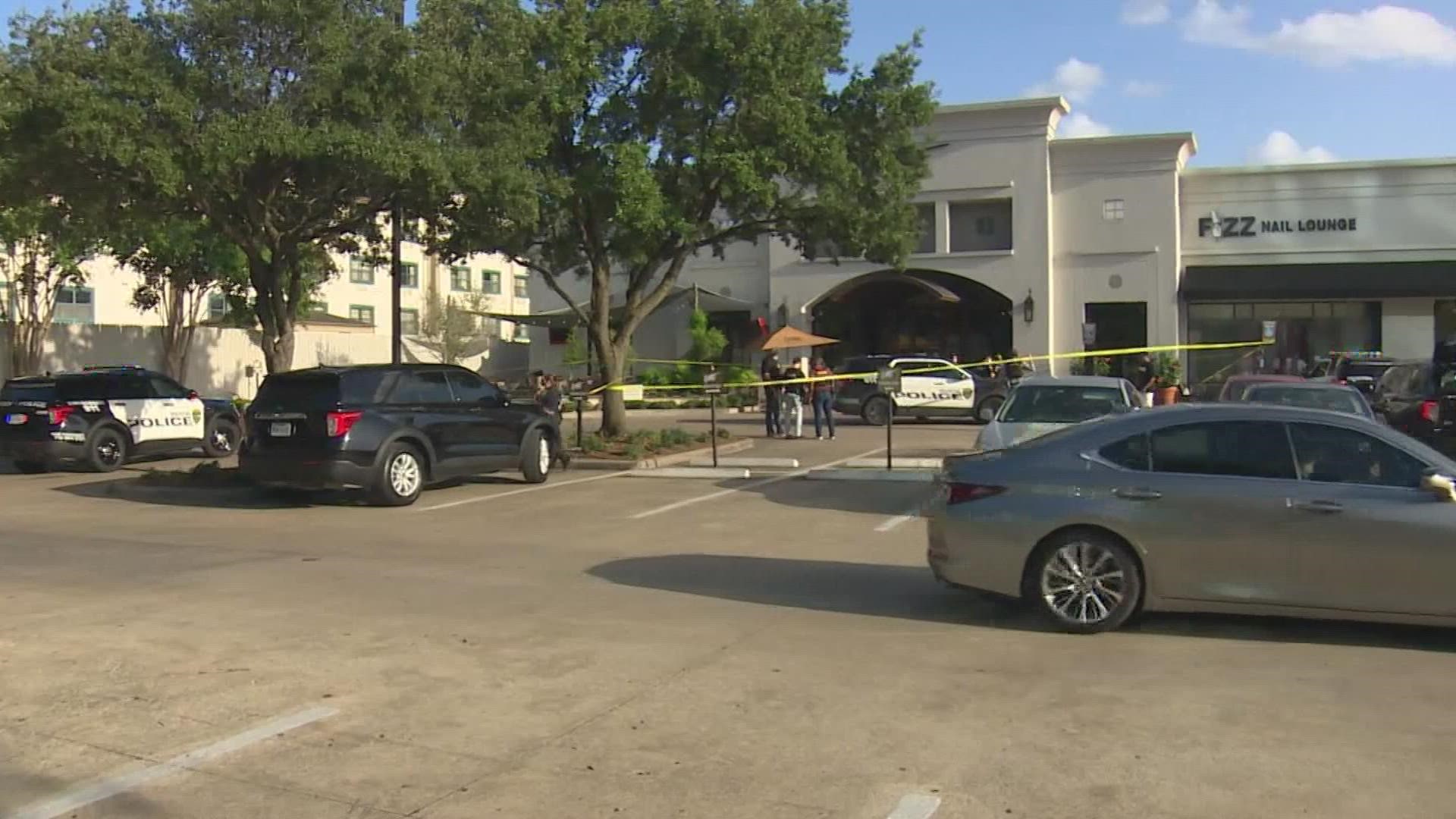 An off-duty police officer visiting from New Orleans was shot and killed Saturday on a restaurant patio in the Galleria area, according to HPD.