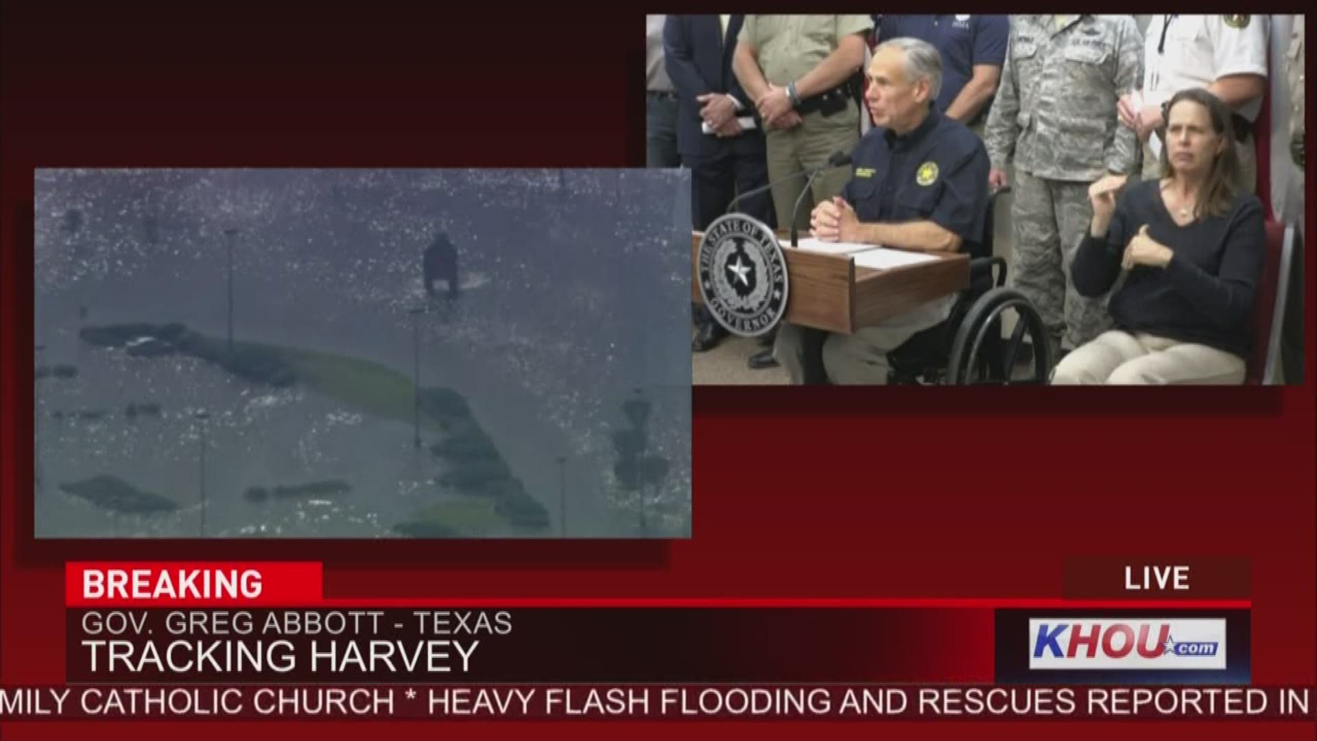 Texas Gov. Greg Abbott held a news conference to provide updates on flooding, and how to get aid.