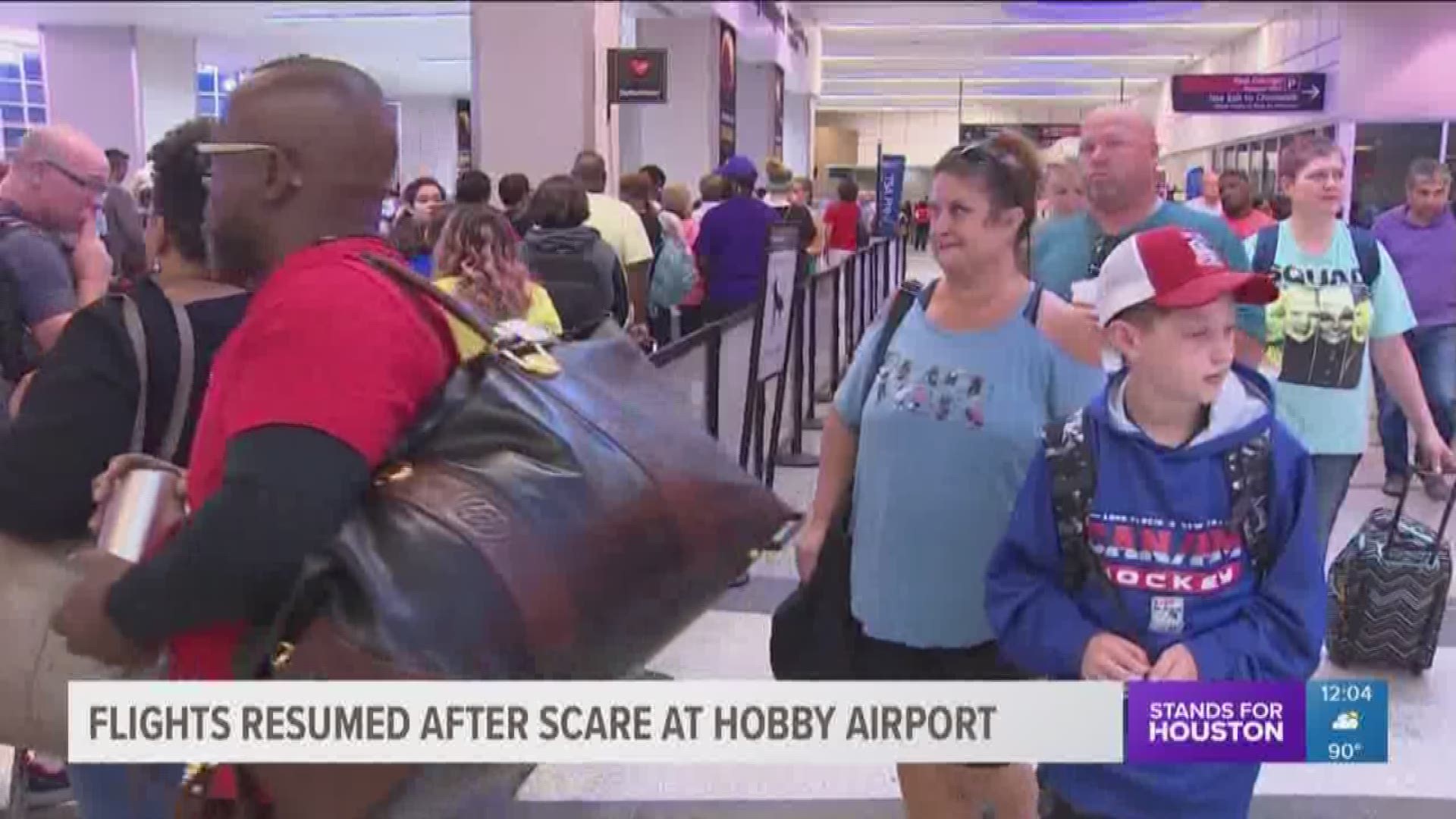 A terminal at Hobby Airport was evacuated after a fake grenade was found inside a Boy Scout's bag early Thursday morning. 
