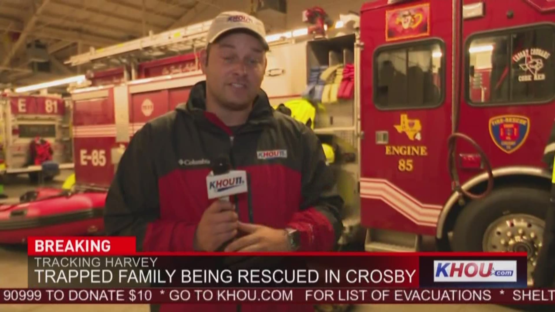 A family of five is being rescued in Crosby. 