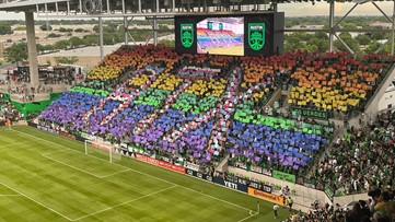 Austin FC unveils 'ATX Pride Flag' tifo at second-ever home game