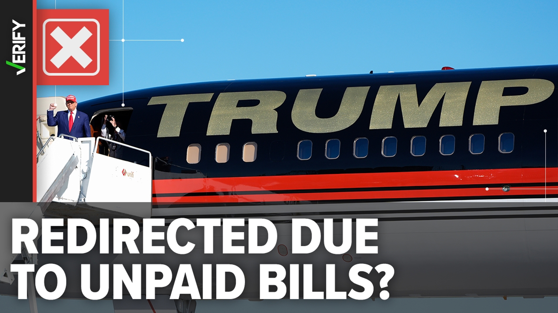 Former President Donald Trump’s plane did not land in Bozeman, Montana, due to a mechanical issue, not because of unpaid bills.