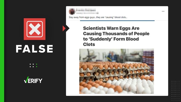No, scientists didn’t warn people that eating eggs causes blood clots