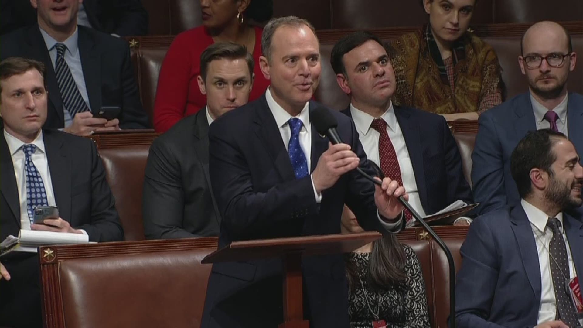 House member Adam Schiff was apparently interrupted by a fellow House member who spoke out of turn during his impeachment debate remarks.