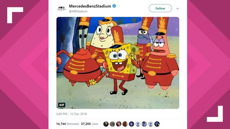 Sweet Victory Mercedes Benz Stadium Chimes In On Proposed Spongebob Halftime Show Wwltv Com