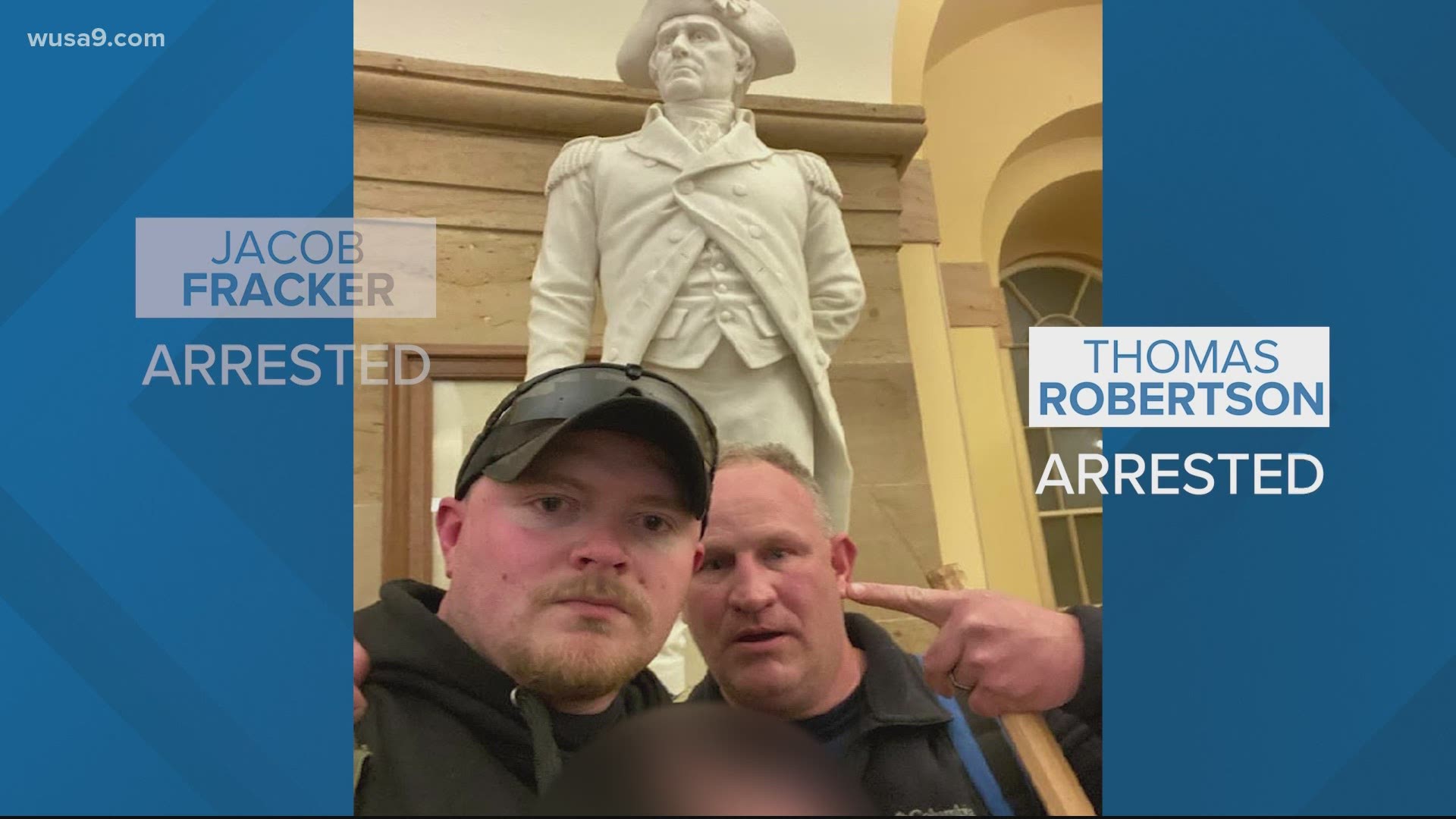During the last week's riots, the men were allegedly photographed making obscene gestures in front of the John Stark statue.