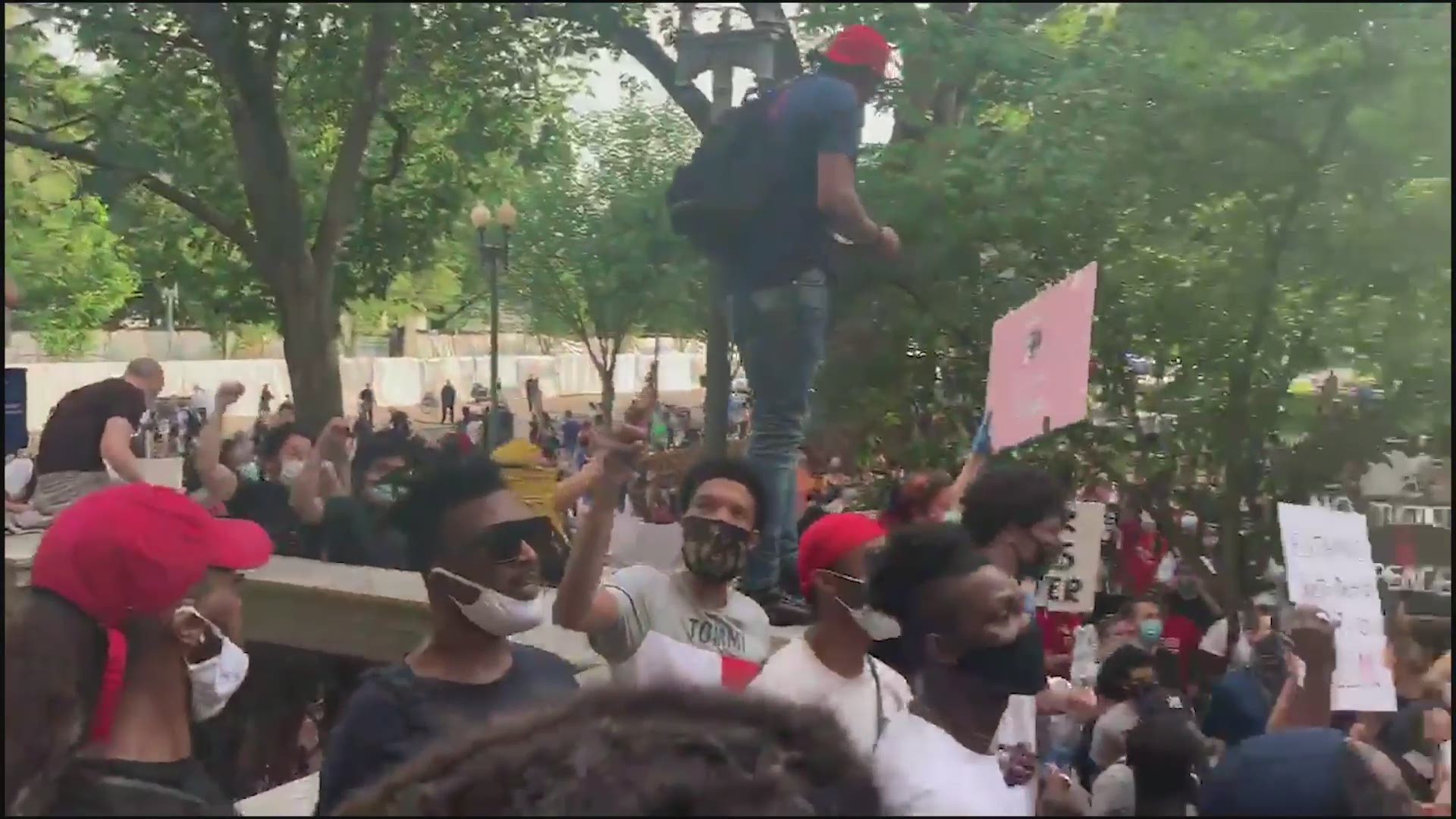 Crowds marched from U and 14th Street Northwest ending at the White House in protest of George Floyd's death in Minneapolis.