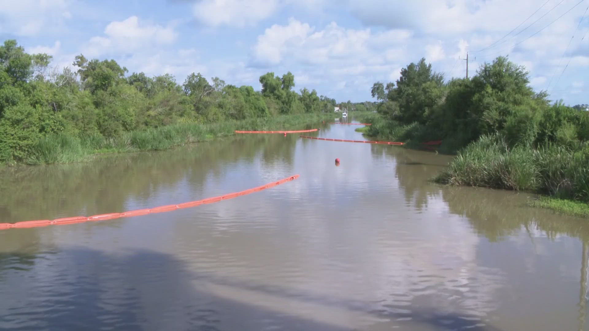 Crews continue to clean up an oil spill in Bayou Lafourche.