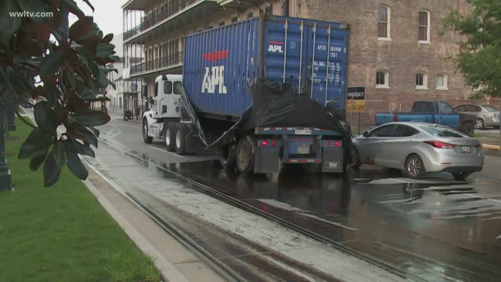 A truck carrying molasses lost the sugary substance on a one-block stretch of N. Rampart Street Monday. A source tells Eyewitness News the shipment was to be mixed with oats for livestock.