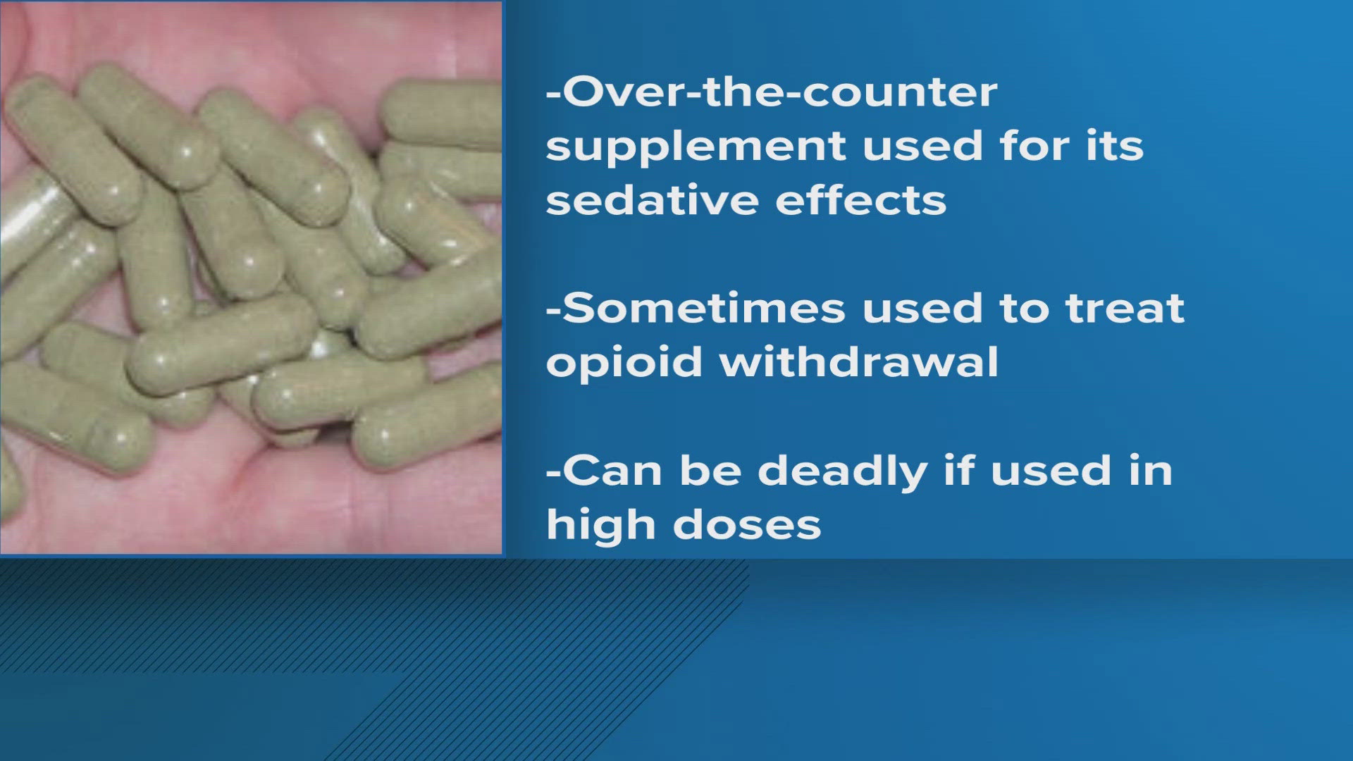 Coroner Dr. Christopher Tape says a 36-year-old woman died after taking a high dose of "Kratom" which is an over-the-counter supplement used for sedation.