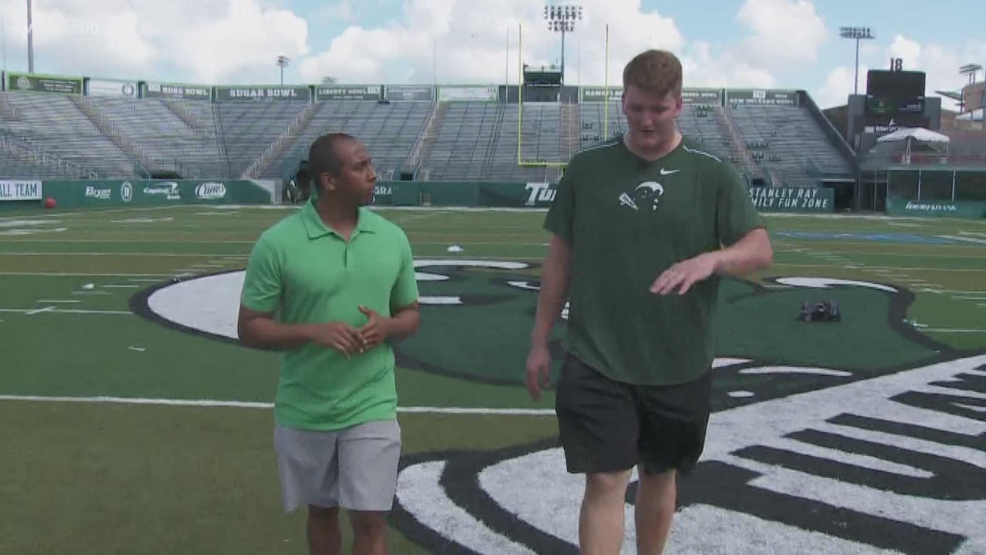 Sports Reporter Ricardo LeCompte caught up with Tulane's right tackle John Leglue.