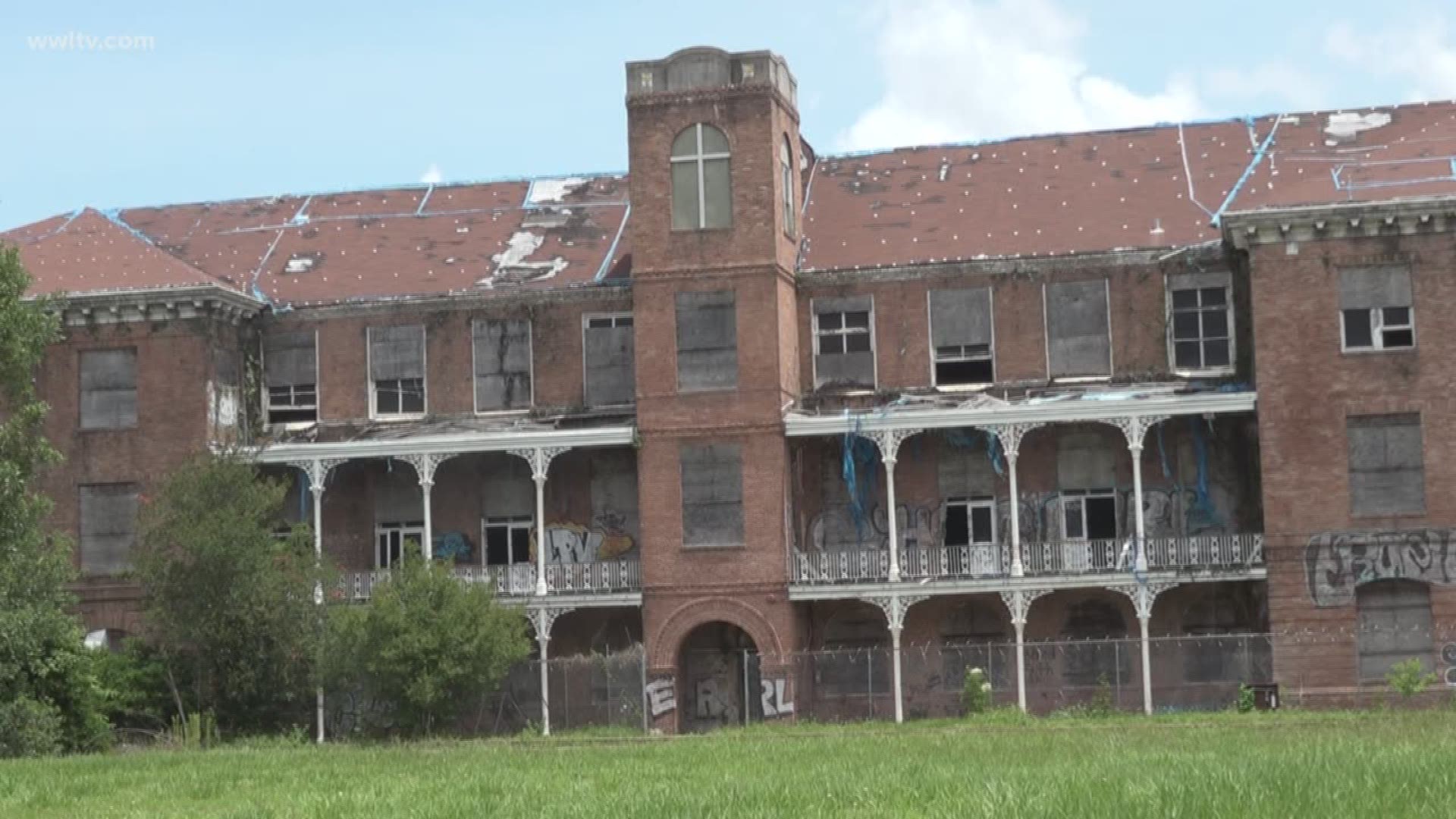 The old site of the Holy Cross School that's been abandoned since Katrina has been listed as one of the nine most endangered historic sites in New Orleans.