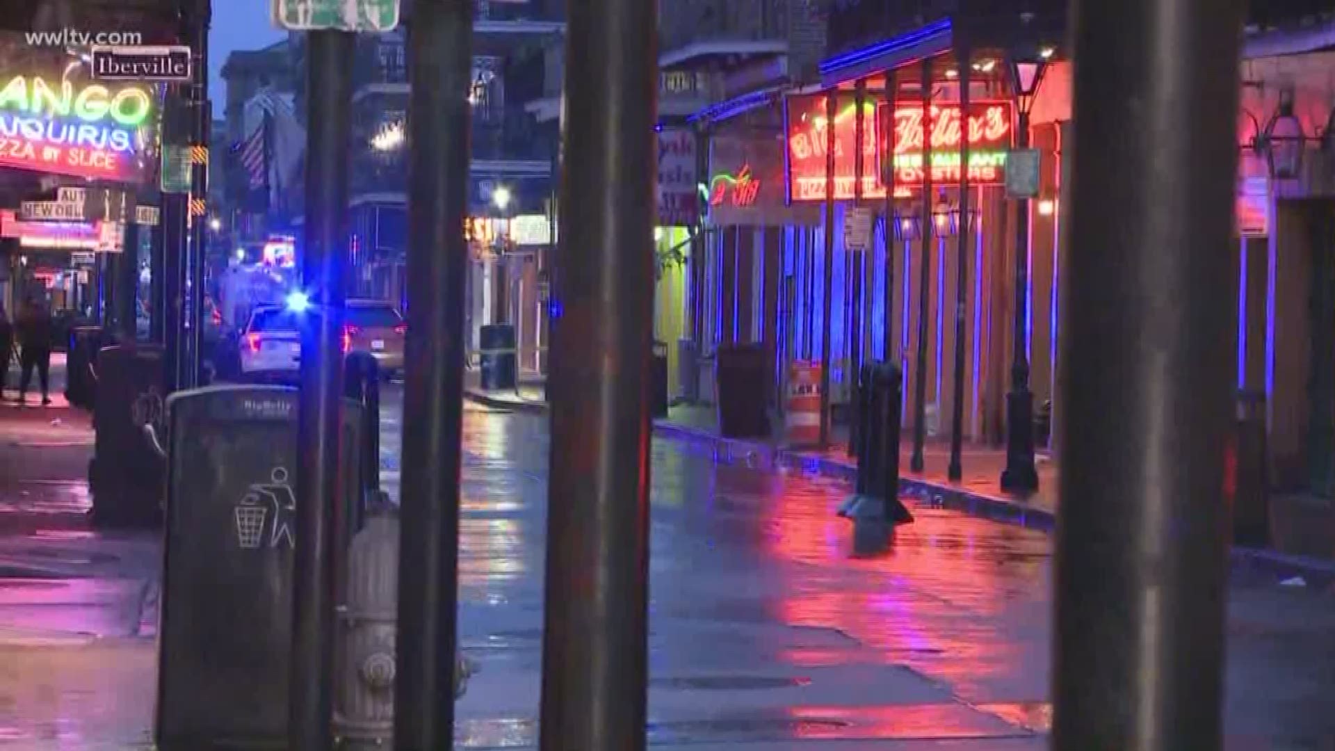 According to the New Orleans Police Department, a call reported shots fired in the 100 block of Bourbon Street around 4:43 a.m.