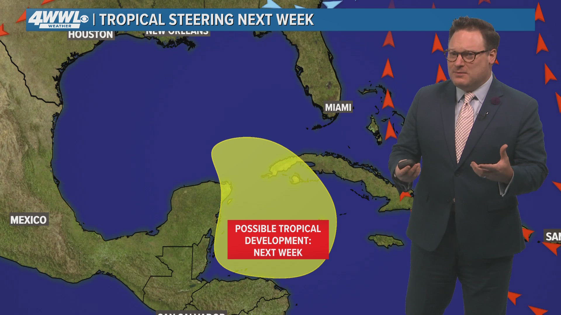 WWL Louisiana Chief Meteorologist Chris Franklin with an 'Eye on the Tropics' for News at 5PM on Wednesday, Sept. 18, 2024.