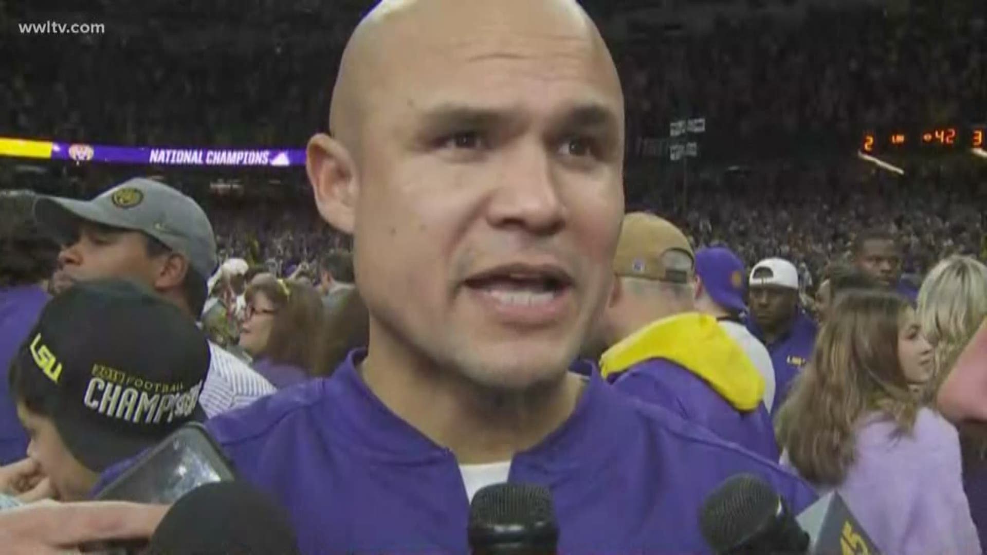 The LSU Tigers are national champions for the first time since 2007. See what Defensive Coordinator David Aranda said after this historic moment.