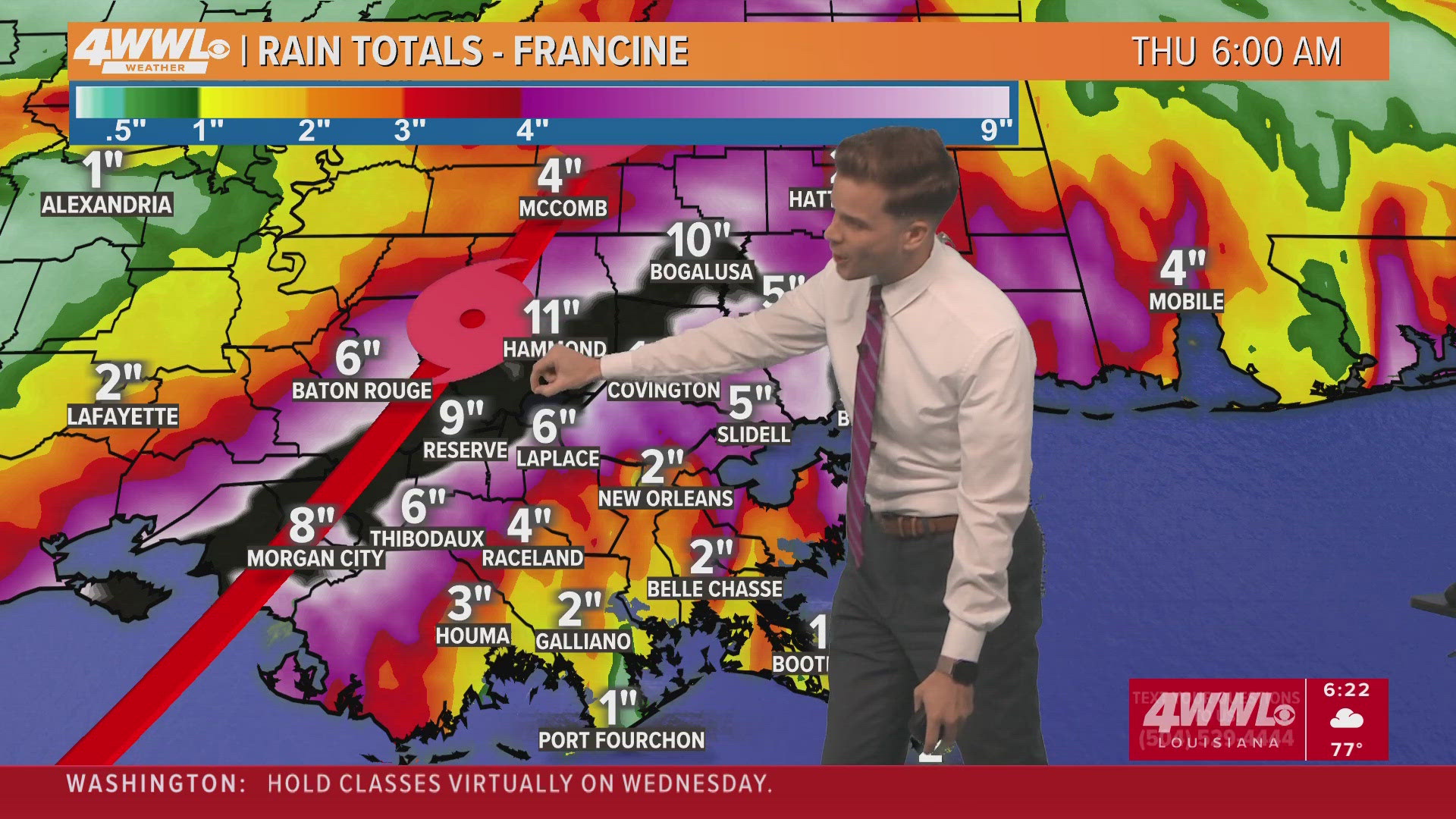 Hurricane Francine could strike Louisiana as a Category 2 storm with heavy rain on the northern side.