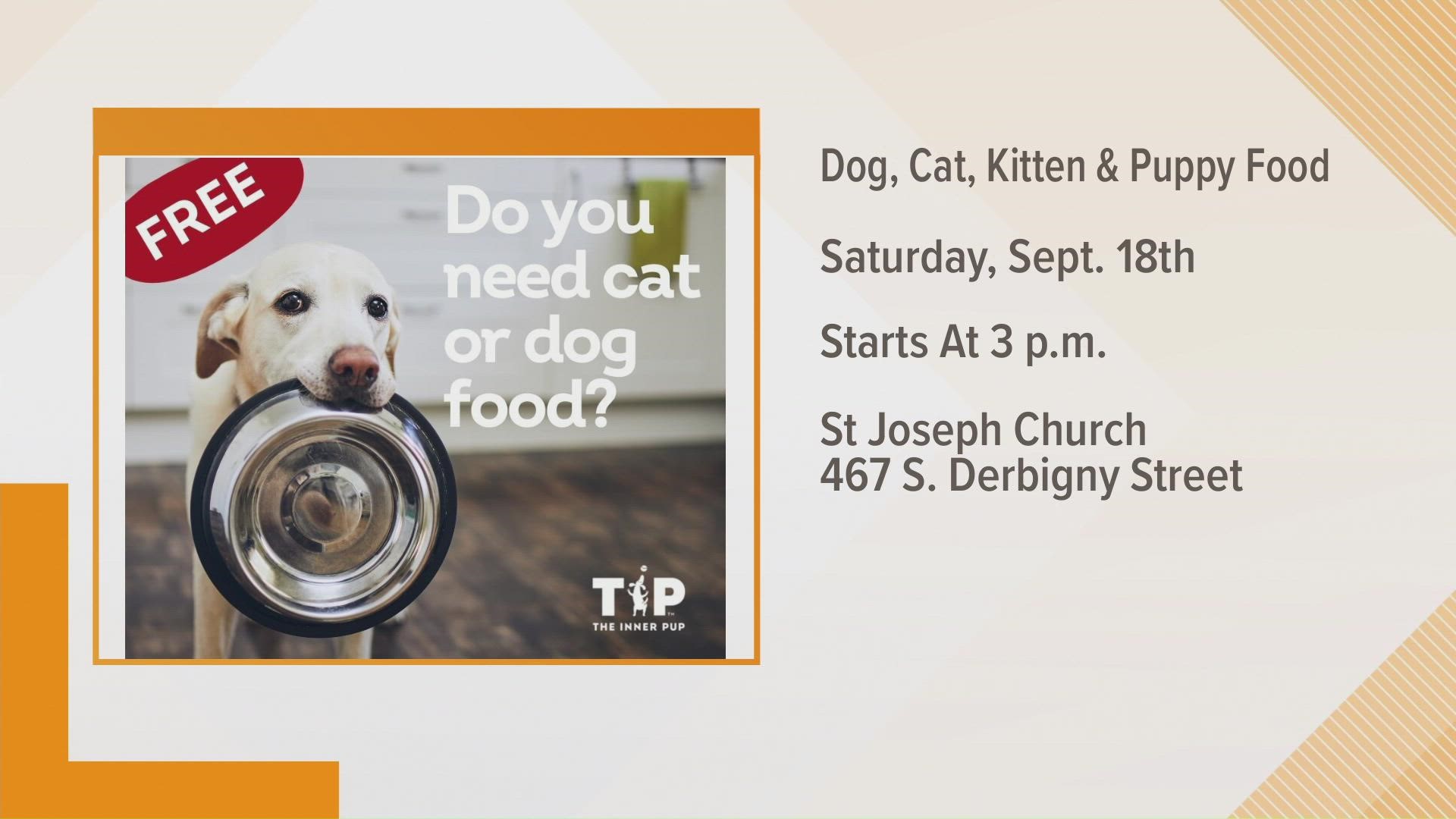 The Inner Pup is giving away free heartworm medications and pet food at St. Joseph Church 467 S. Derbigny St Sunday at 3 p.m.