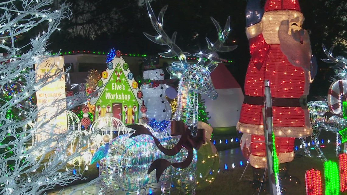 Residents in Metairie show off their Christmas spirit with holiday light displays