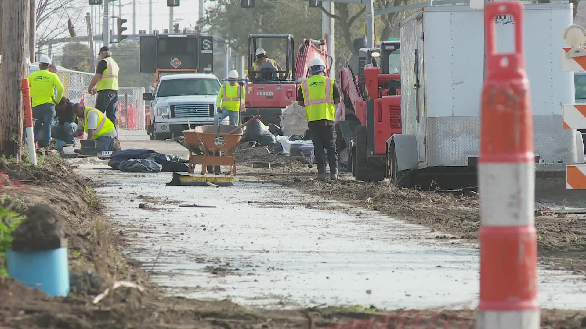 Construction crews are speeding up the efforts to complete construction down Severn before the parades roll in Metairie.