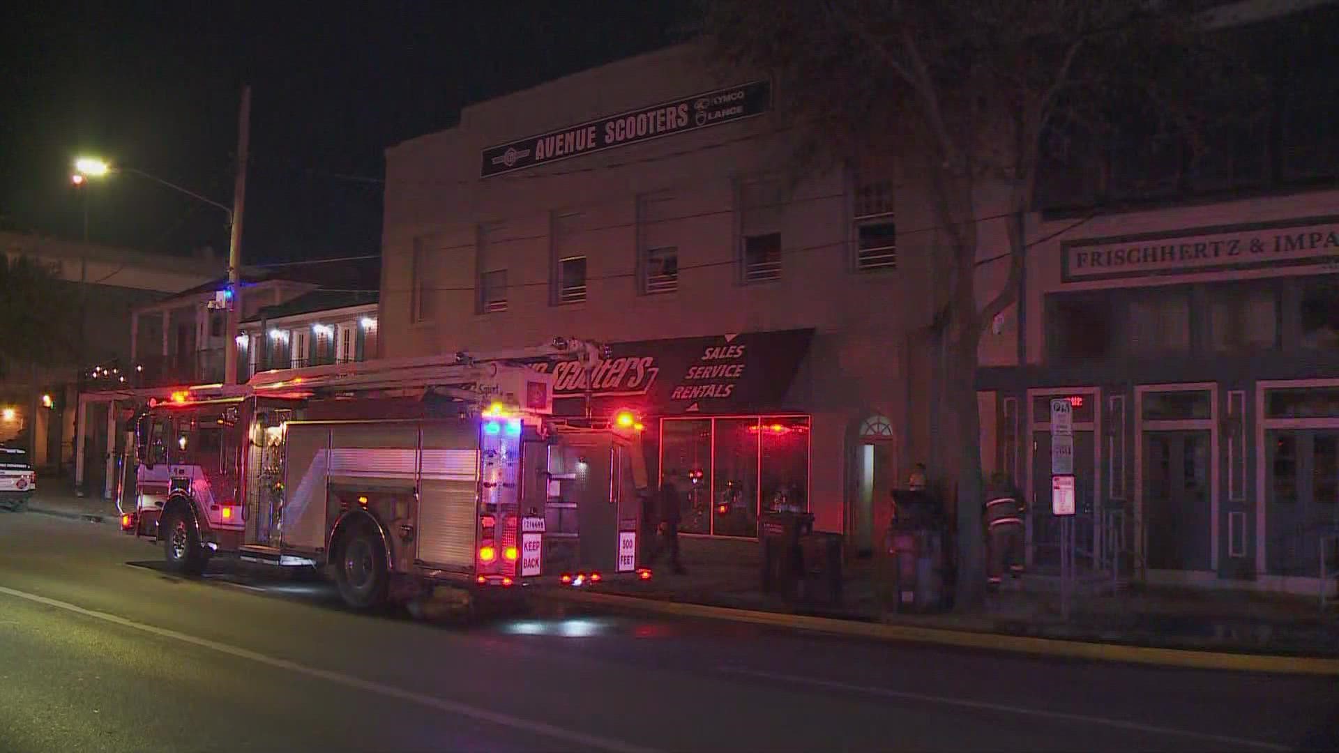 A fire on St. Charles Avenue Monday night closed the street for a few hours.