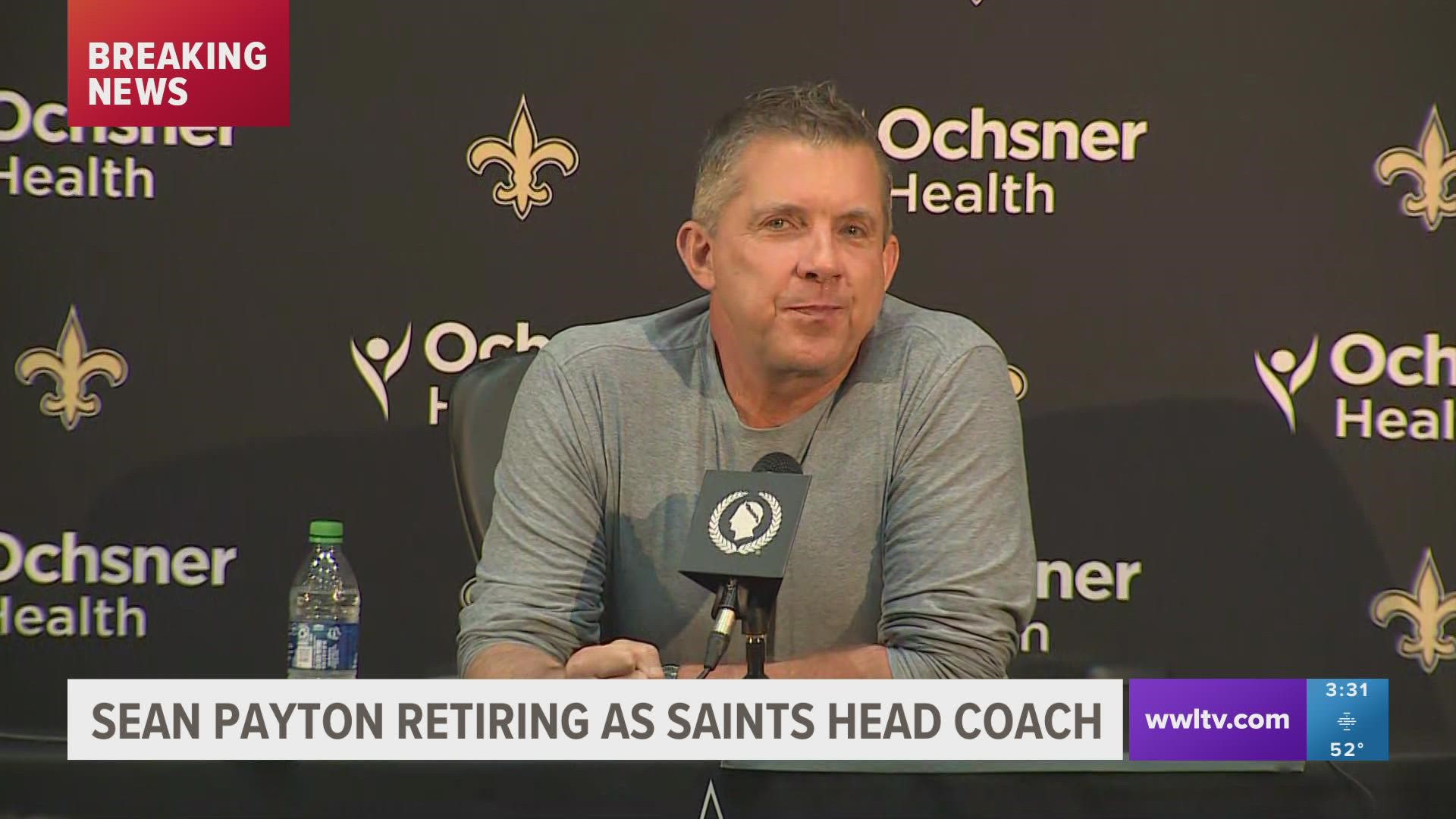 Sean Payton announced that he is stepping away as the Saints head coach at a Tuesday afternoon press conference.