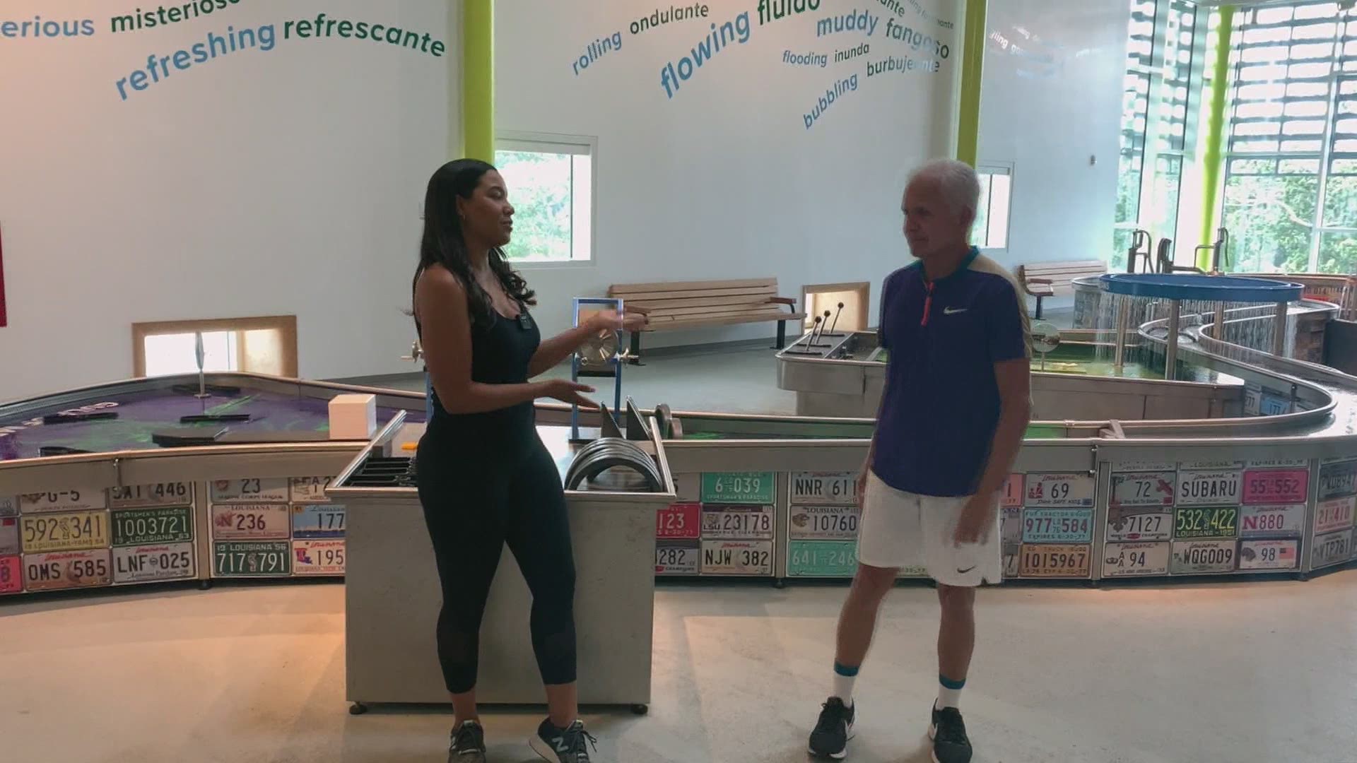 Just two big kids having fun inside the Louisiana Children's Museum all while showing how to get fit for the summer.