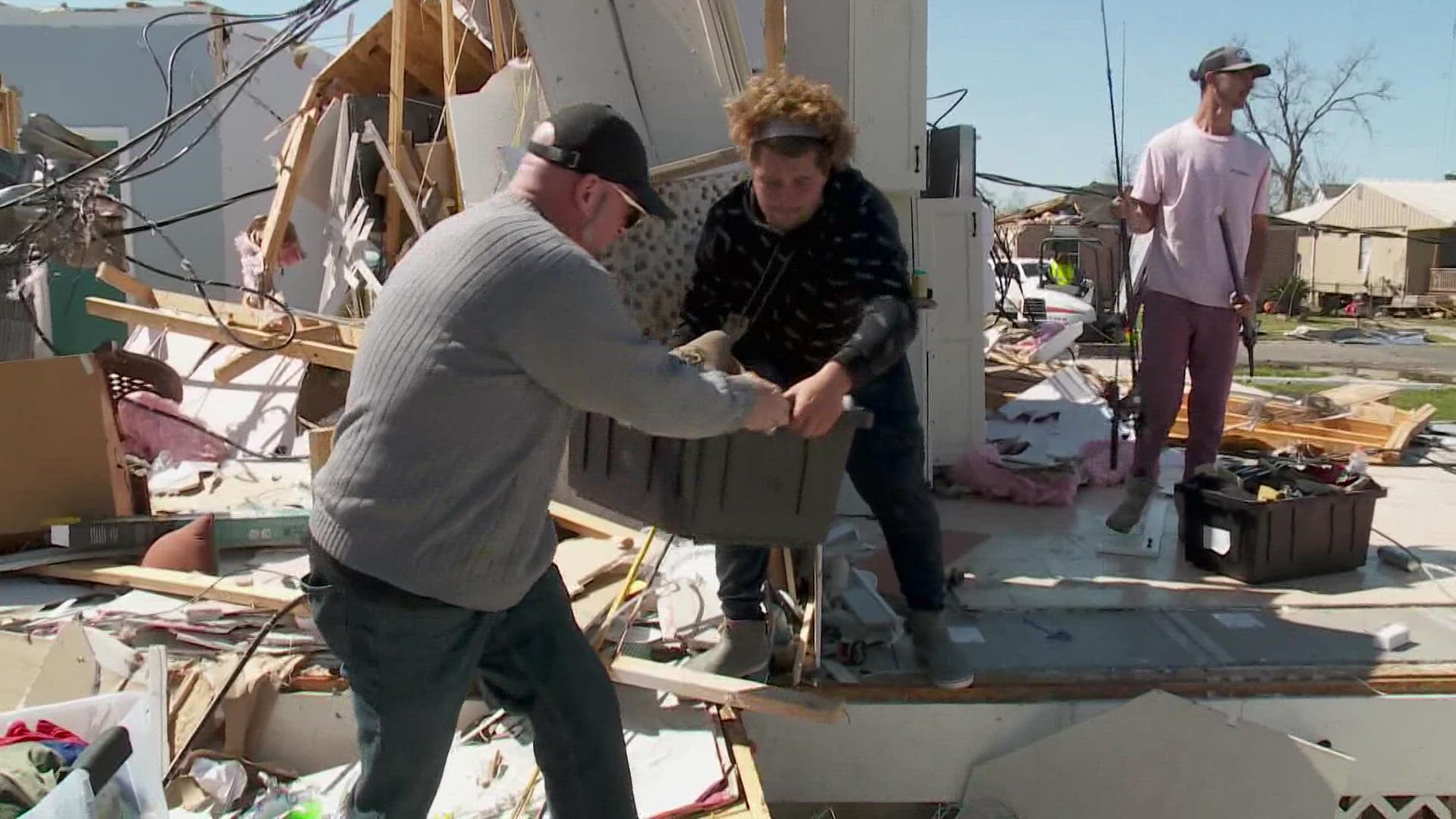 Most of the tornado's destruction was in Arabi, and there are distributions for those in need.