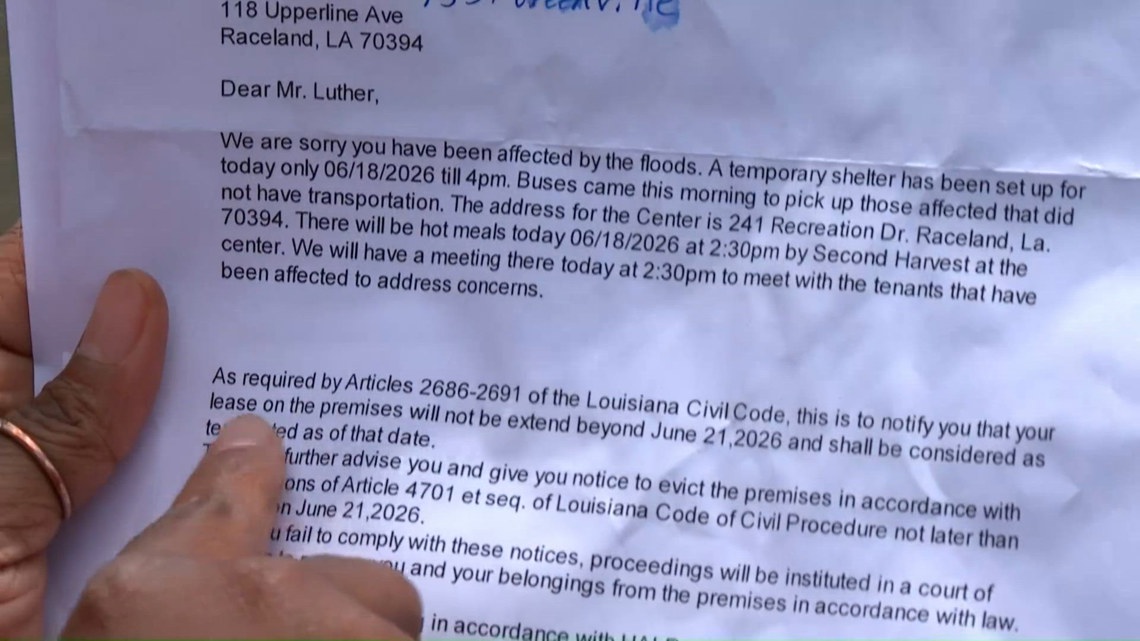 Evictions after Arthur flooding leaves Raceland residents scrambling for shelter