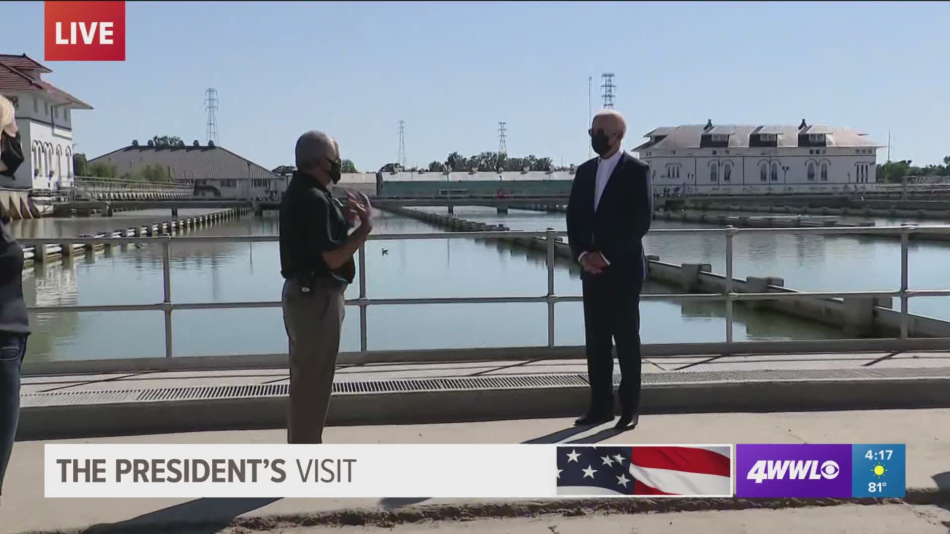 President Biden tours New Orleans Sewerage and Water Board plant as Ghassan Korban pitches the idea to be a part of Biden's infrastructure plan.