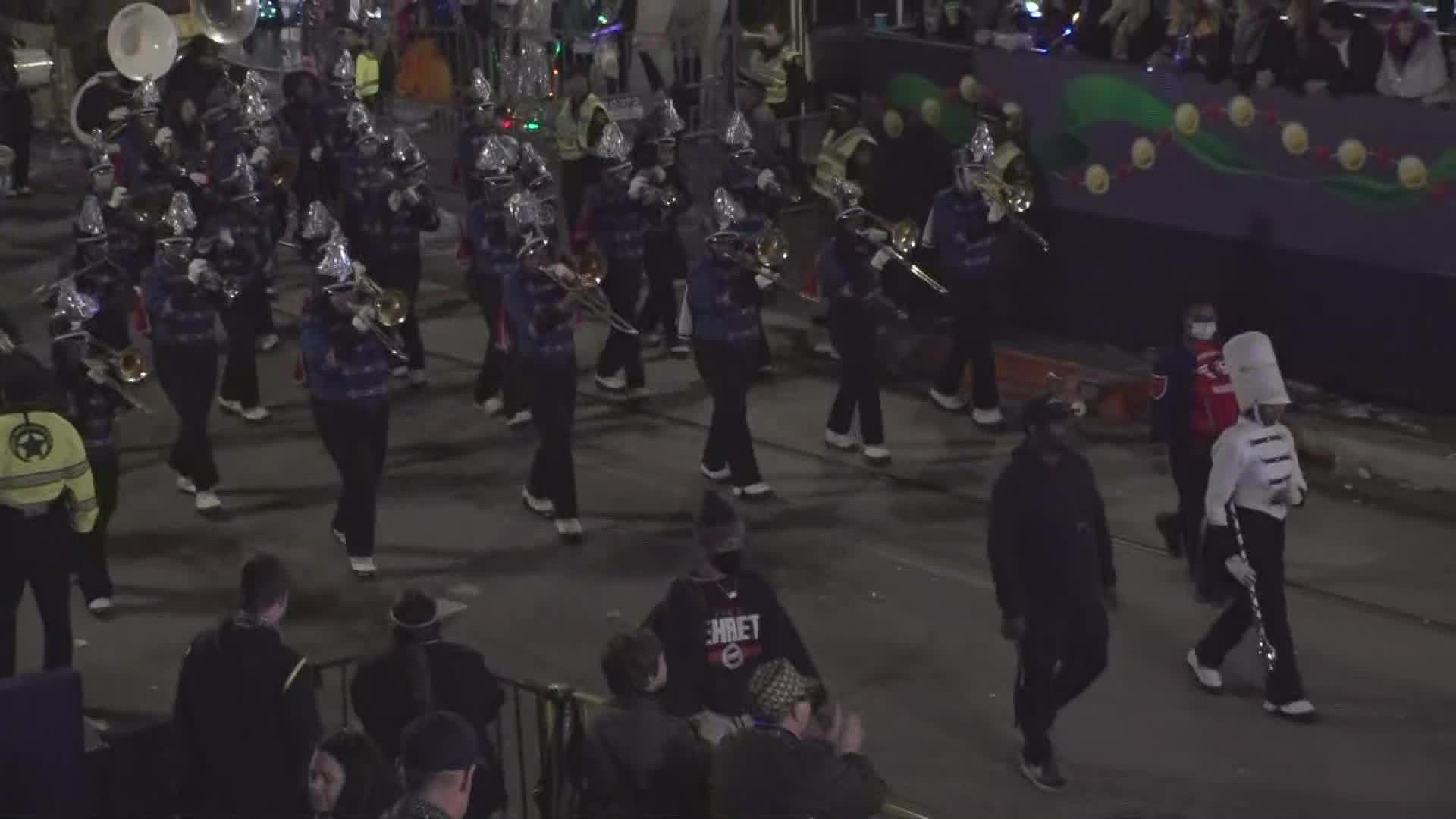 The John Ehret High School Patriot Band represented for the West Bank as they marched in Morpheus.
