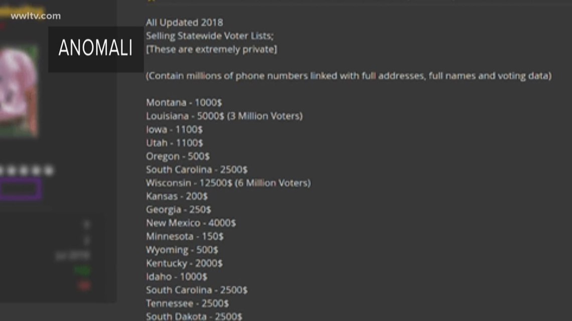 Louisiana voter information for sale on 'The Dark Web'