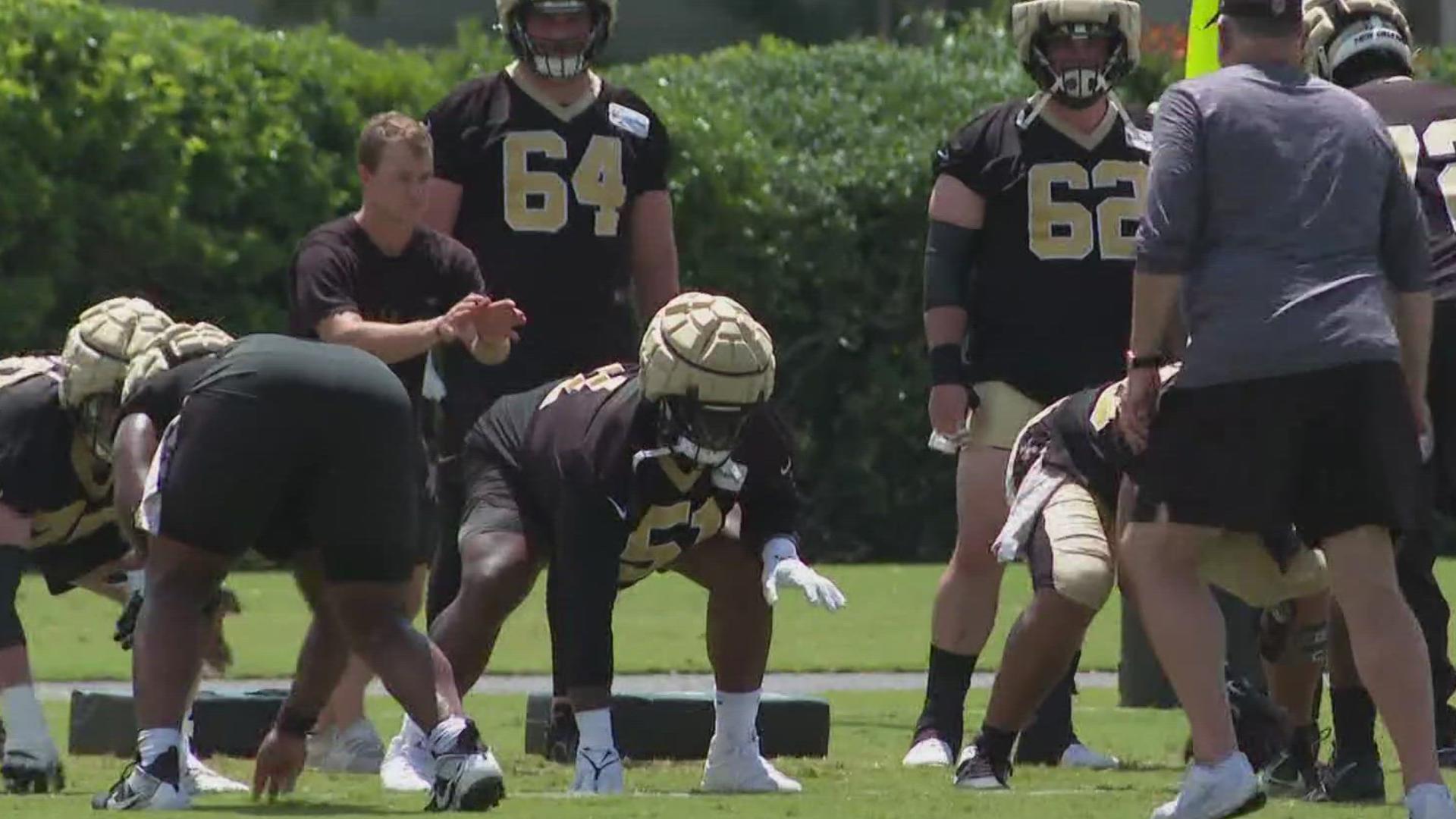 While the Saints learn a new offense, they must also figure out what their O-line will look like.