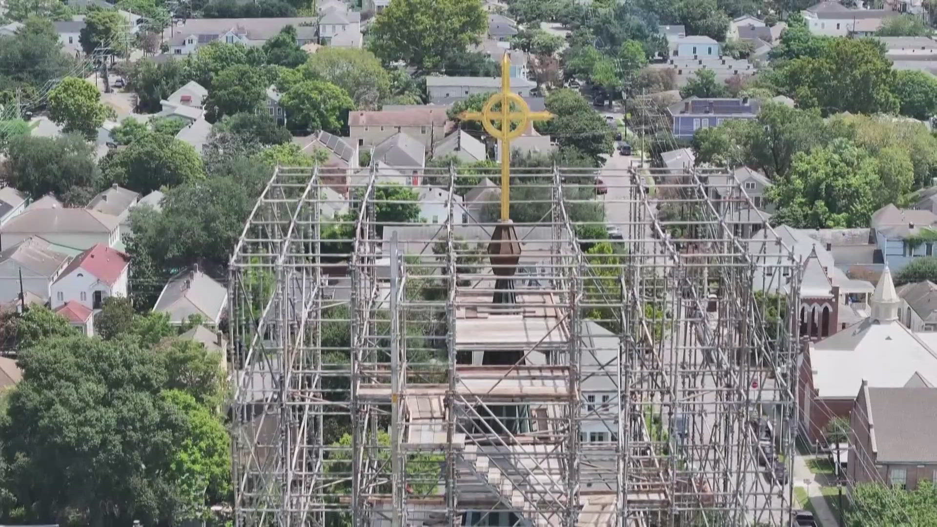 The steeple at Basilica of St. Stephen has sat atop the church for more than 100 years.