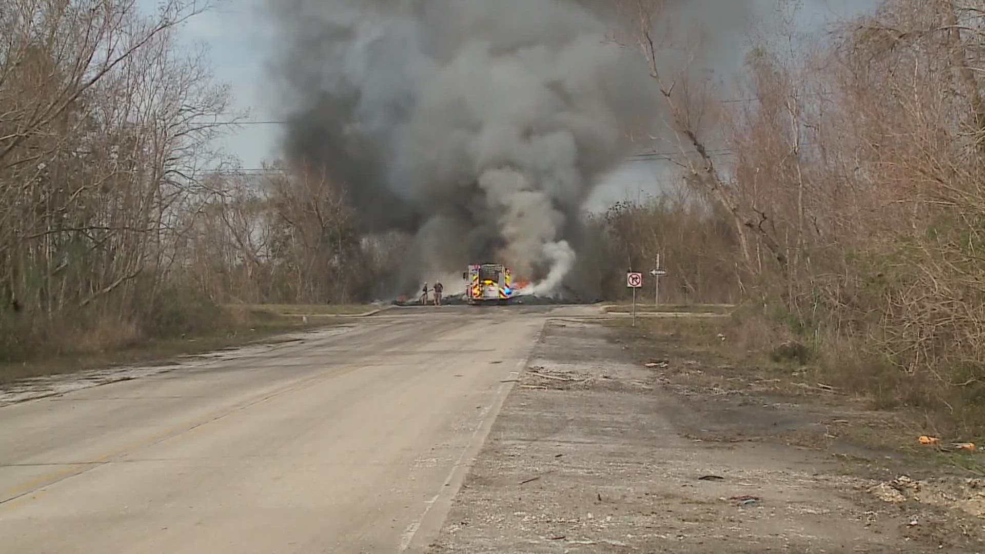 The fire did not appear to affect interstate traffic.