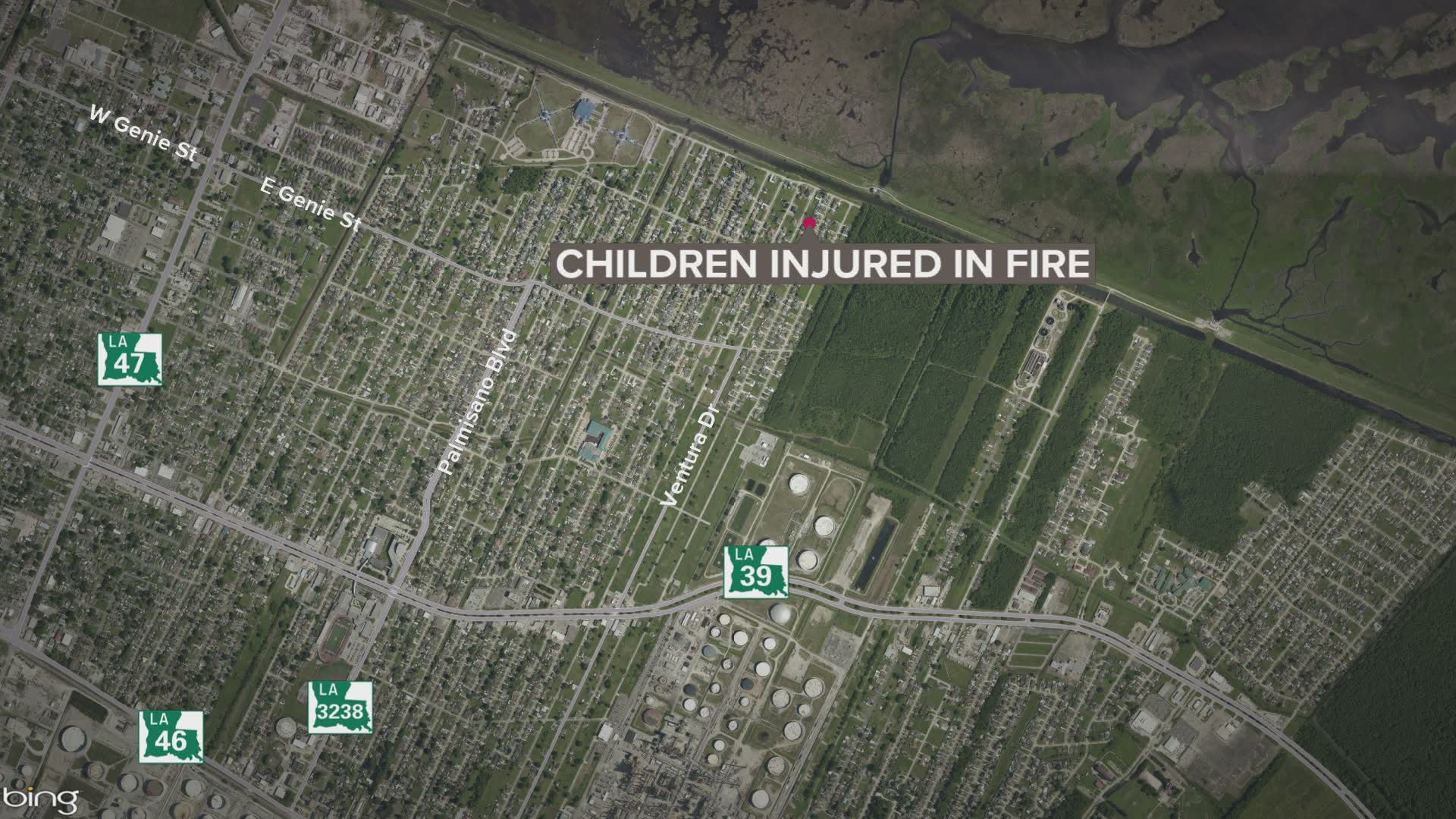 Three children are recovering after a bedroom was set on fire by a child playing eoth a lighter.