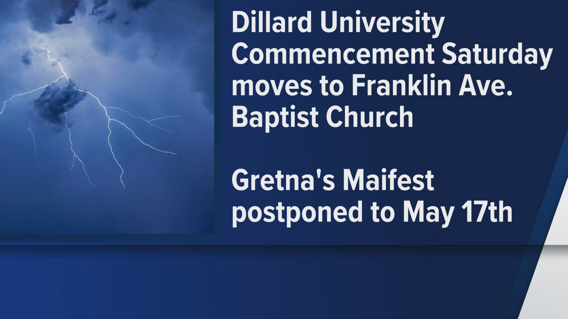 The university is moving the commencement ceremony to Franklin Avenue Baptist Church starting at 8 a.m. 