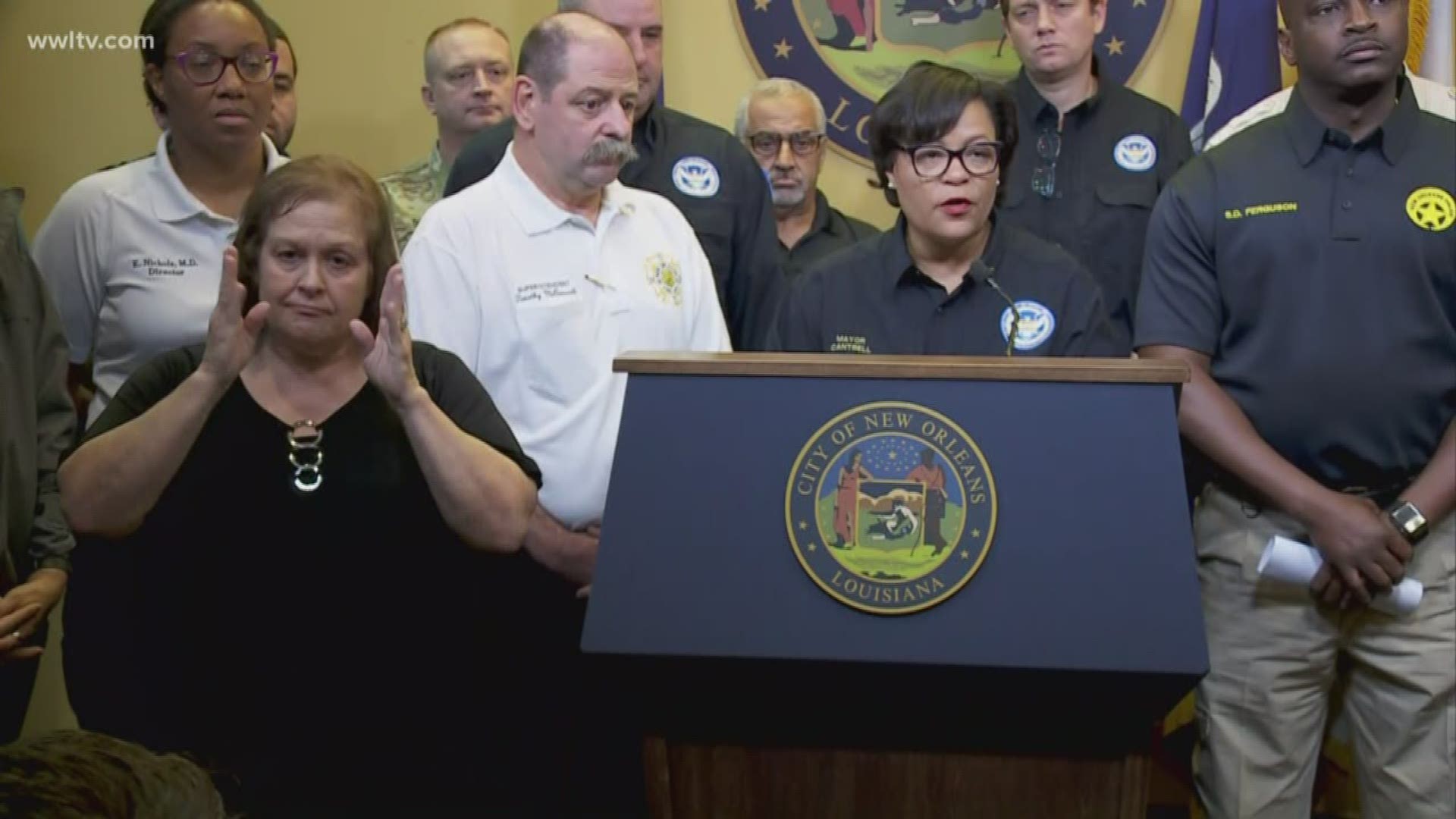 New Orleans Mayor LaToya Cantrell gives the latest updates on Hurricane Barry in a news conference July 13, 2019.