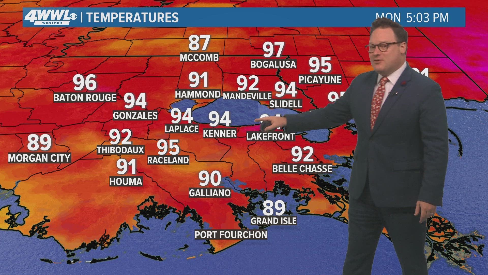 WWL Louisiana Chief Meteorologist Chris Franklin with a quick look at the New Orleans-area forecast on News at 5PM, Monday, Sept. 2, 2024.