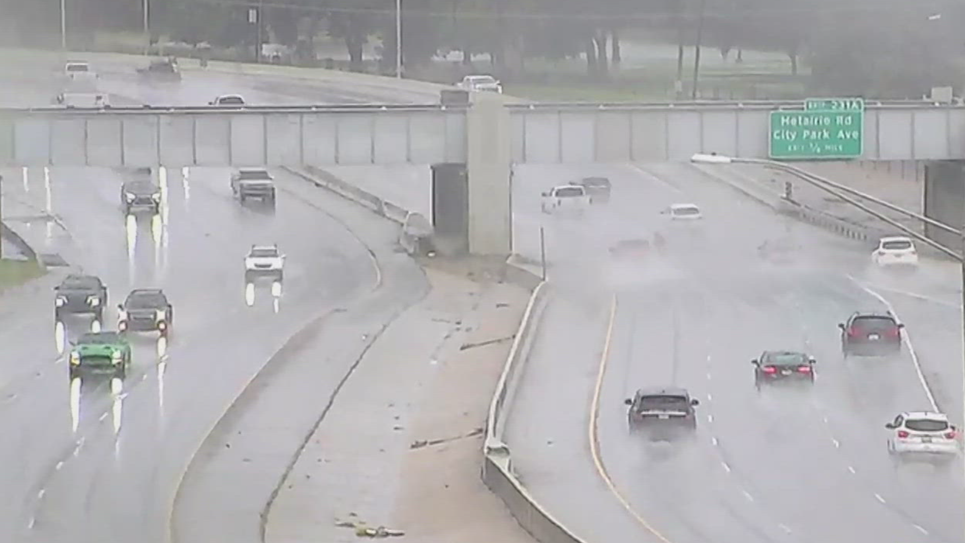 Pumps on I-10 underpass had issues going online, causing water to accumulate and leading to traffic jams.