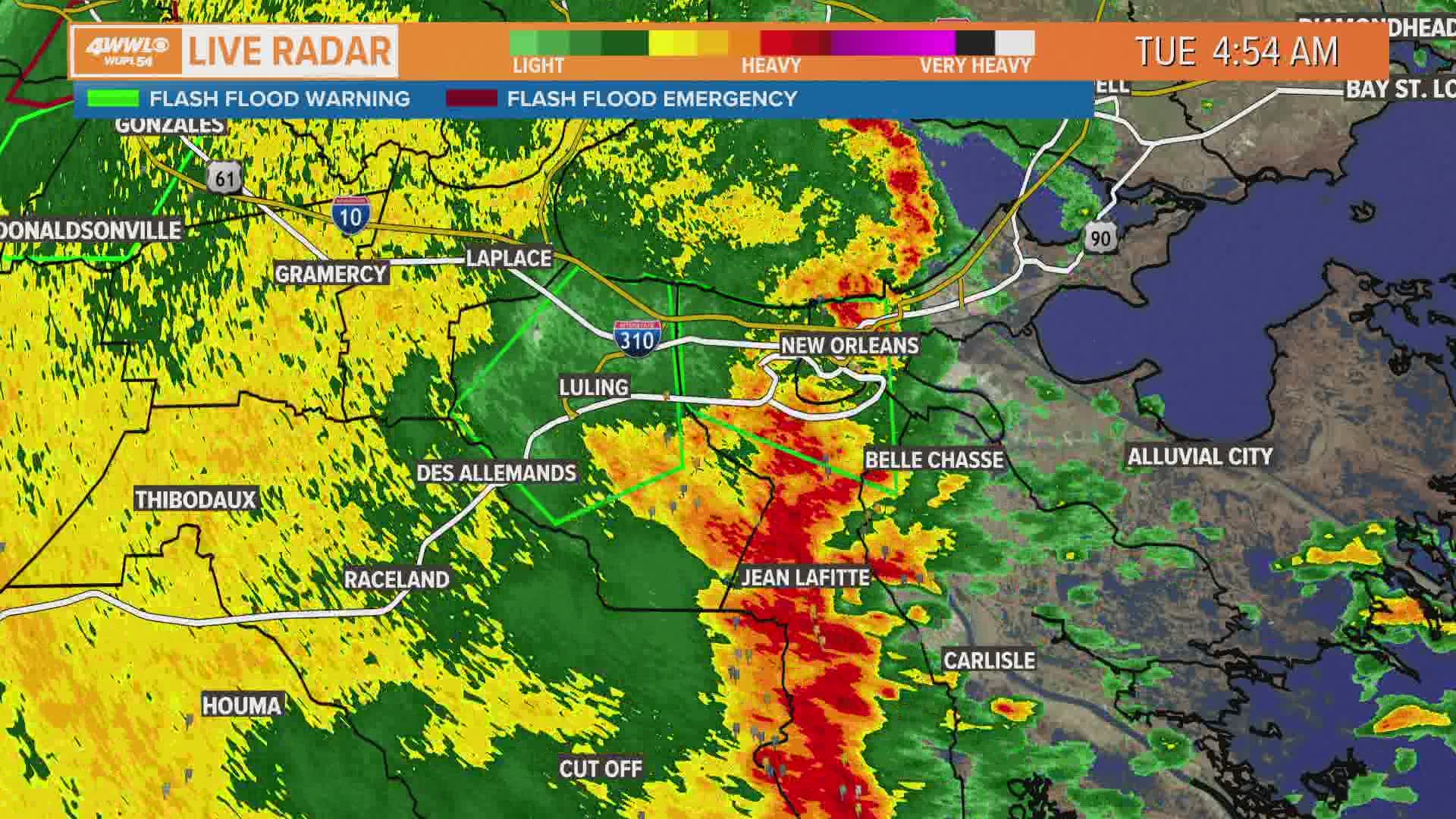 St. Charles Parish President Matt Jewell says three to four inches of rain fell in an hour across some parts of the parish.