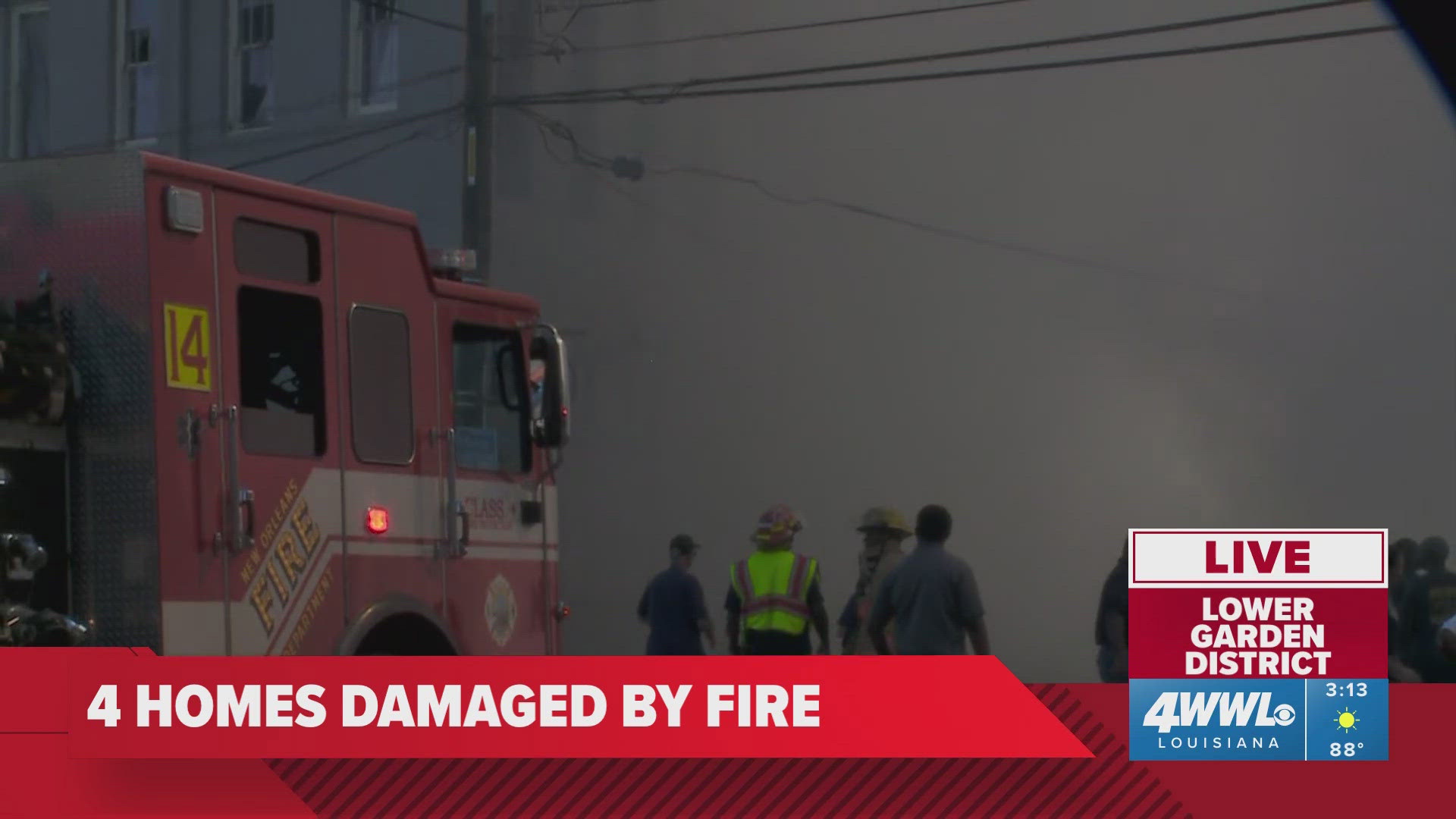 Four homes caught fire near Hastings Place and Magazine intersection across from popular Gris-Gris Restaurant on Wednesday. WWL's Amelia Strahan reports.