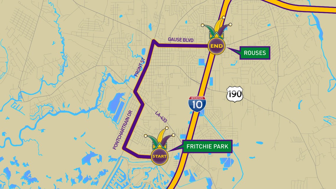 Krewe of Titans 2020 parade route