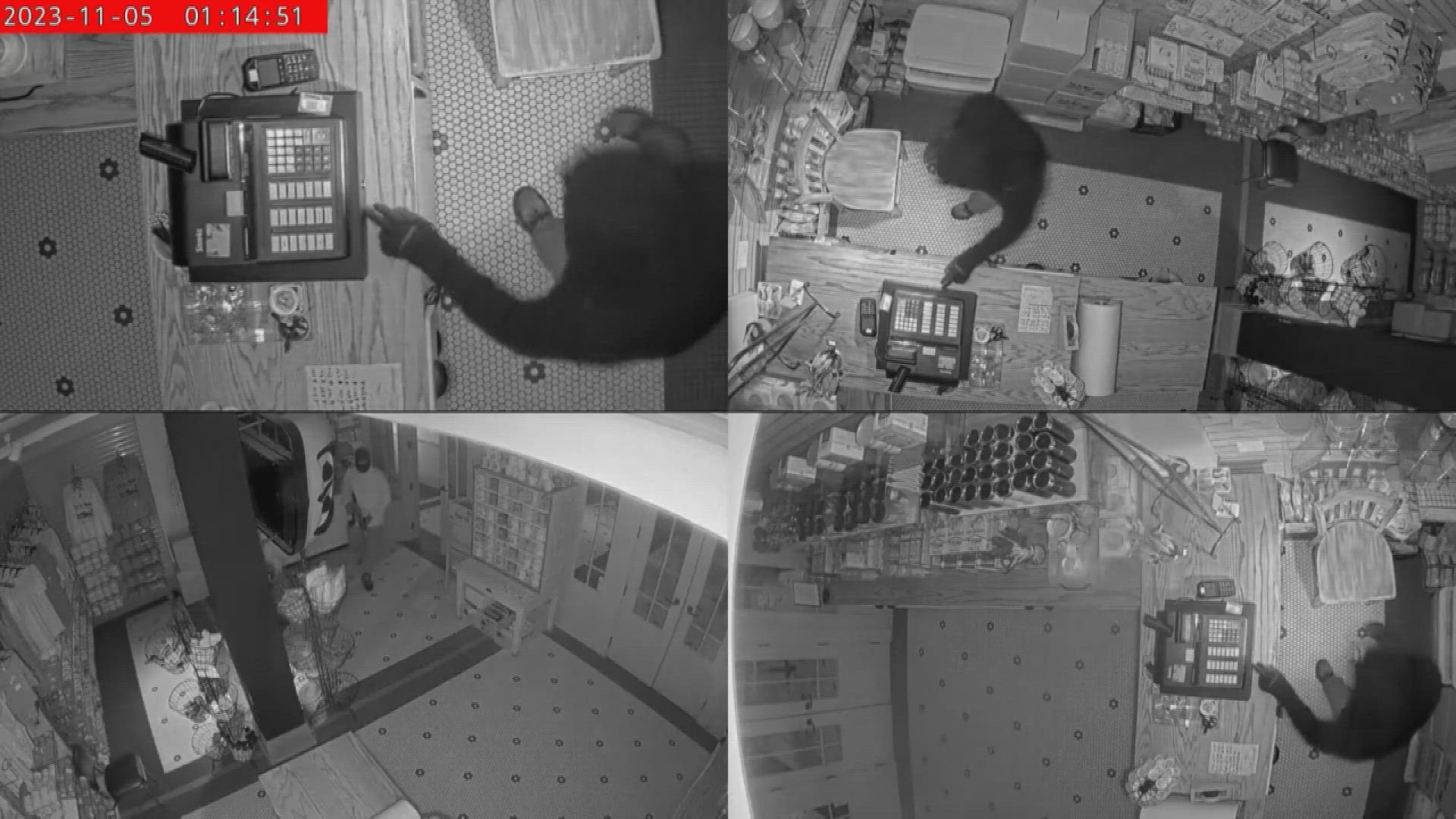 The thieves worked hard for the paltry amount of money, but police are looking to capture the burglars.