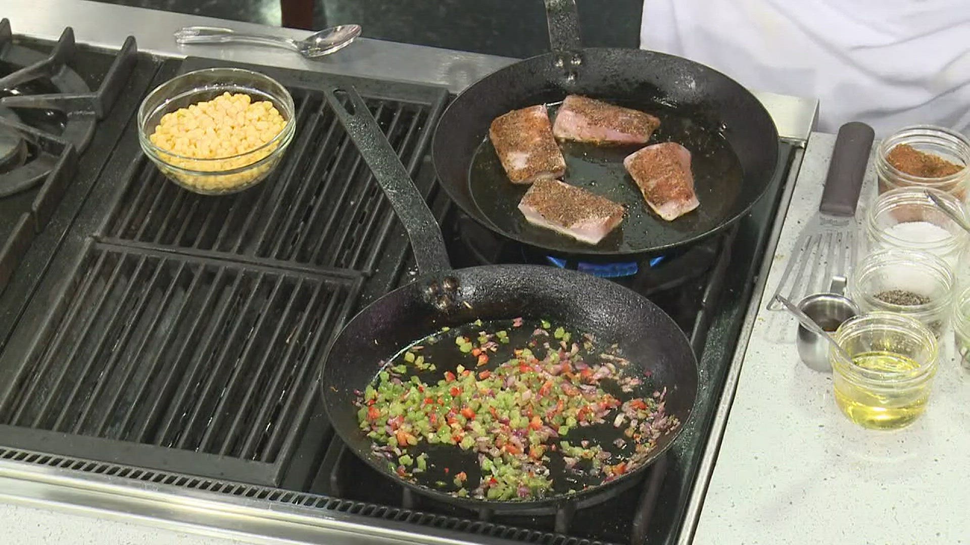 All summer long you can get free cooking lessons from some of the city's top chefs. Executive chef at Redfish Grill Austin Kirzner gives us a sneak peek at his class coming up this Friday night.